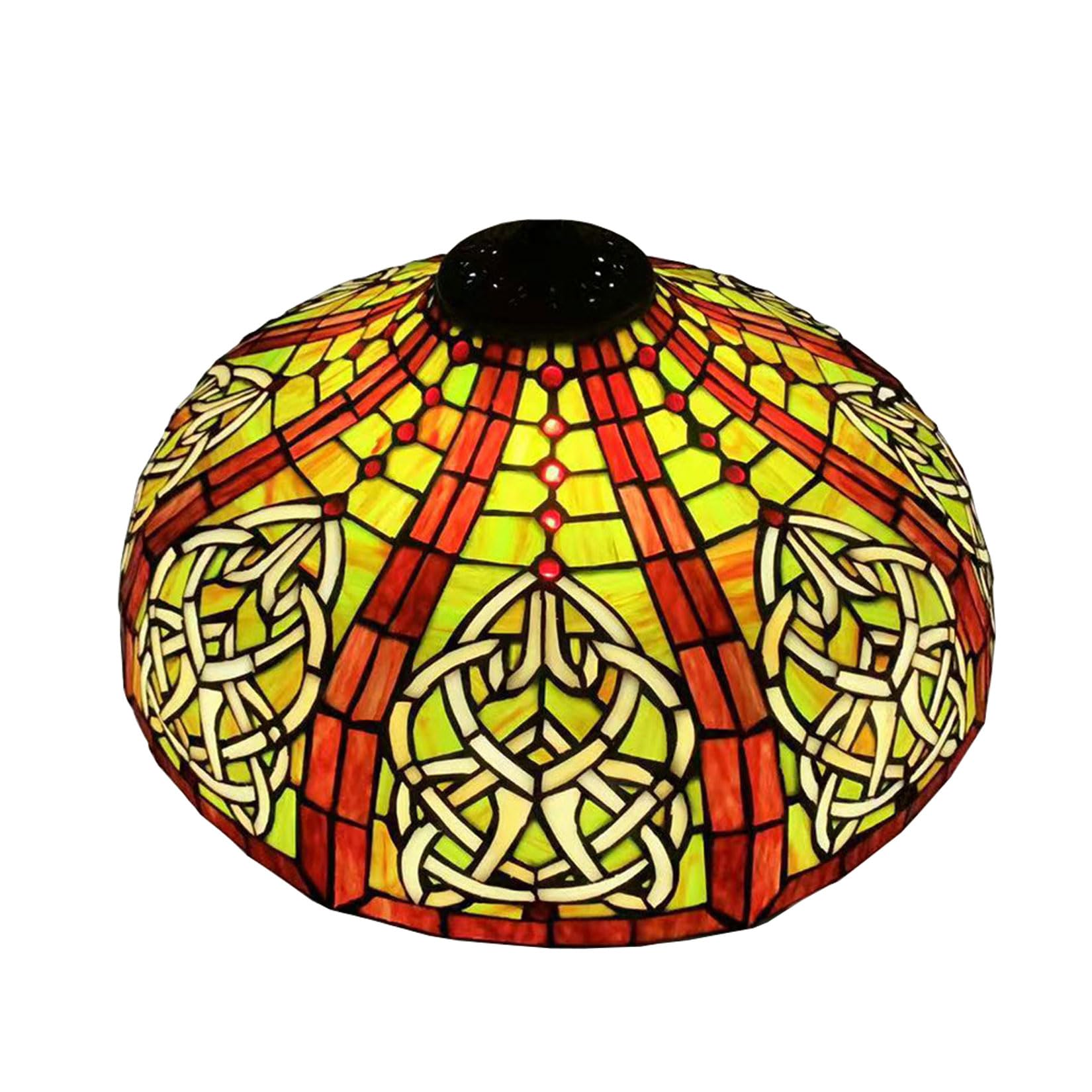 SaryEdge Tiffany Lamp Shade Replacement Only 16X9 Inch Victorian Stained Glass Lampshades, Vintage Red Green Light Cover for Table Lamp Floor Lamp Hanging Pendant lamp Ceiling Light，，