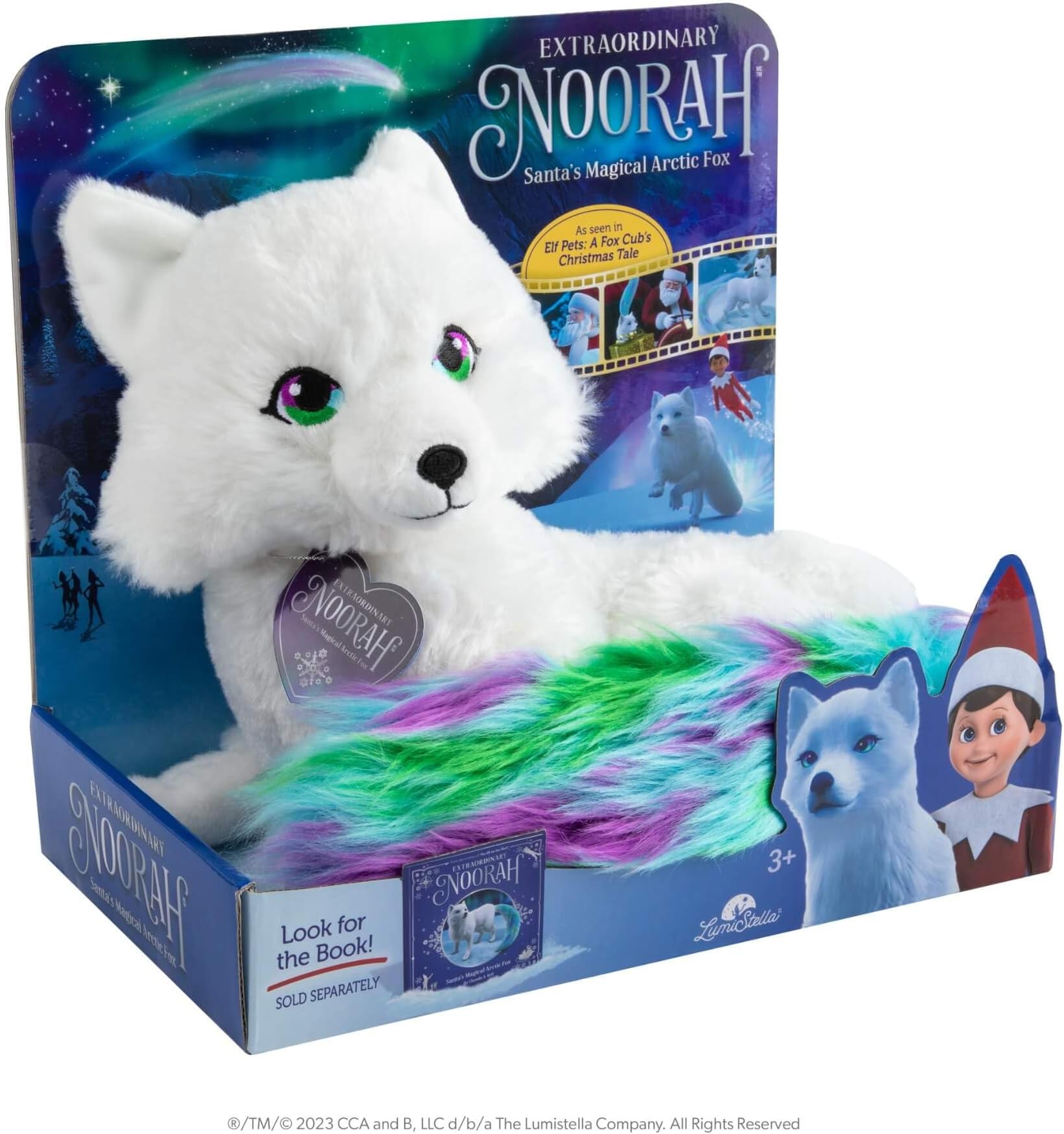 Extraordinary Noorah Plush - 9-Inch Deluxe Animal Plush with Northern Lights-Inspired Tail - As Seen in Elf Pets: A Fox Cub's Christmas Tale - Arctic Fox Pal of The Elf on the Shelf - Brand Scout Elf