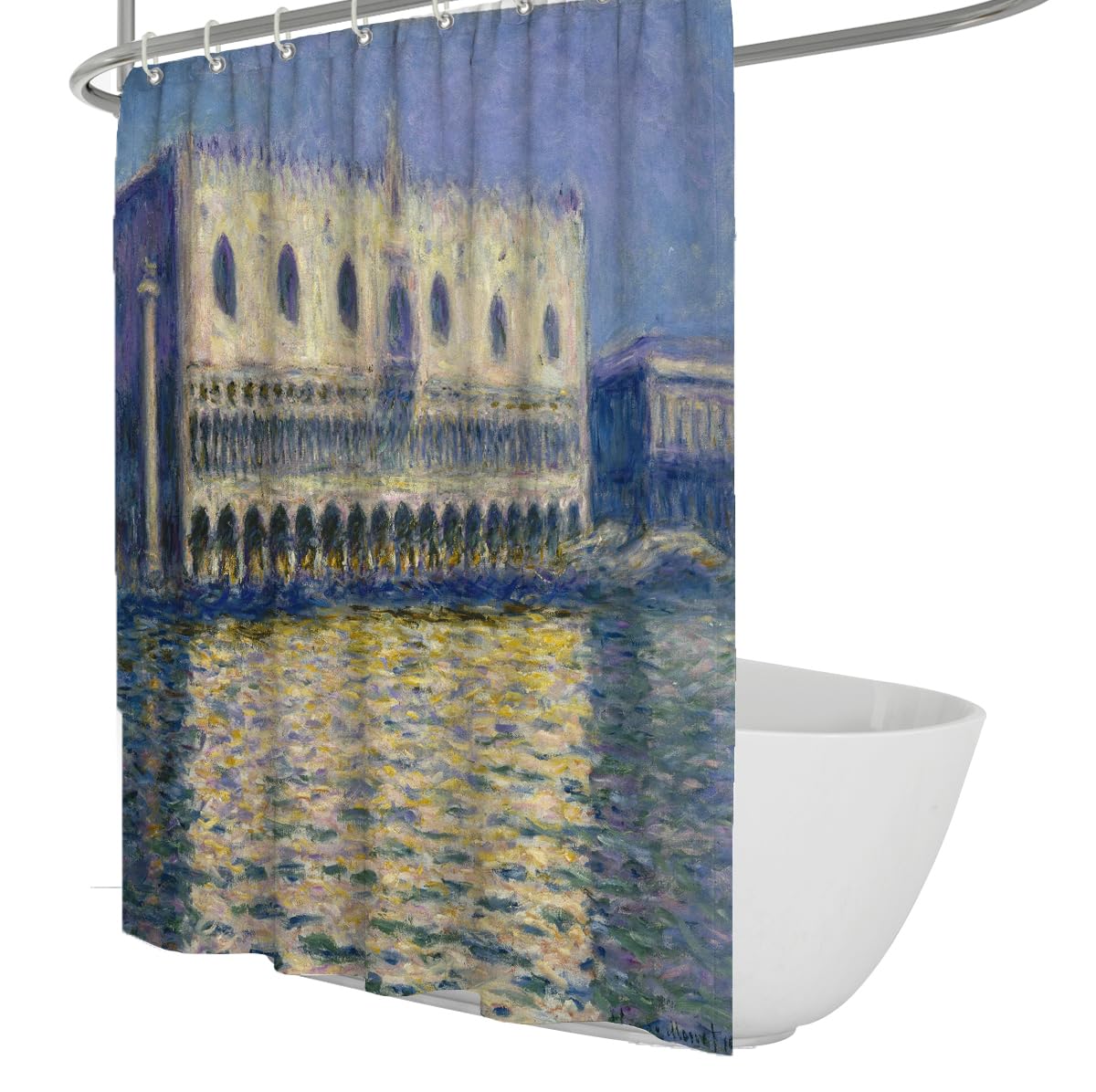 OLLIAR Home Retro Architecture Shower Curtain Abstract Luxury Art Decor Classic Art Print Bathroom Accessories Washable Fabric Bath Curtain with Hooks 240x180cm