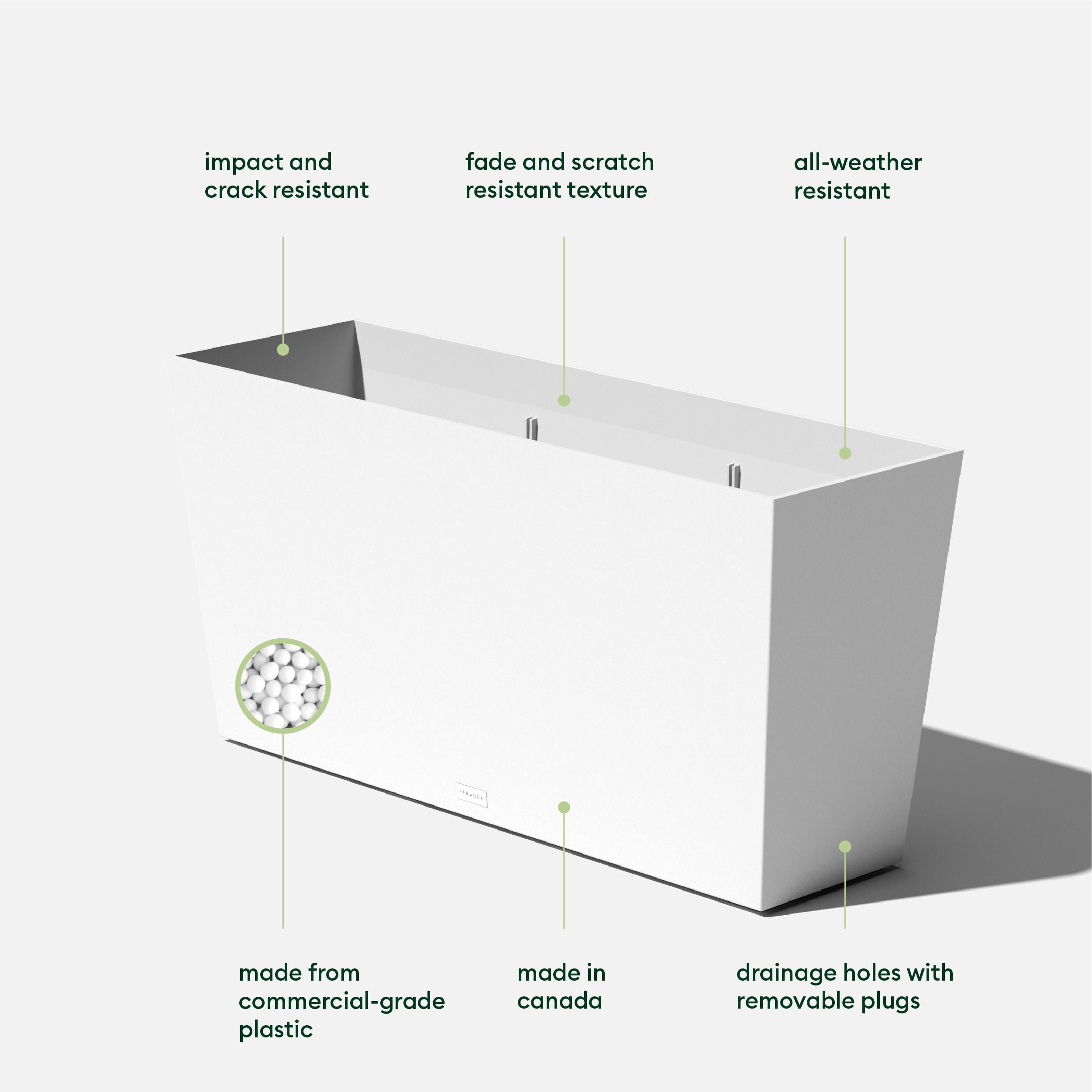 Amazon.com : Veradek Midori Long Trough Planter (White, 39 inch