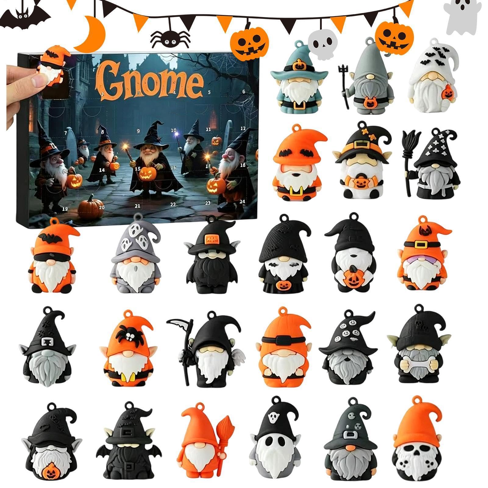 Calendario de Adviento de Halloween con 24 figuras 3D coleccionables para decorar estanterías 8