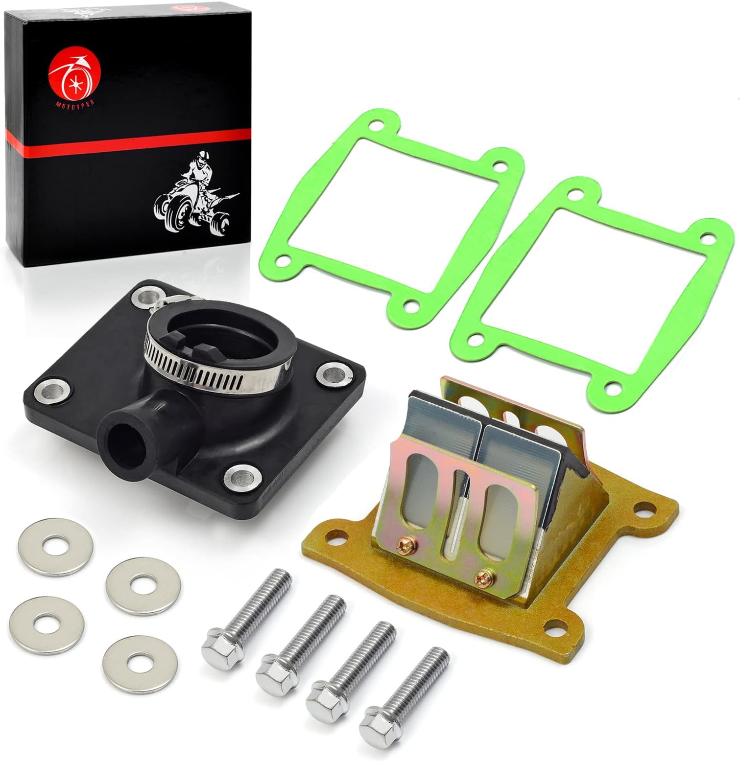 MOTO1988 Intake Manifold Boot and Reed Valve & Gasket For Yamaha Blaster 200 1988-2006 2HF-13610-01-00 2XJ-13565-00-00