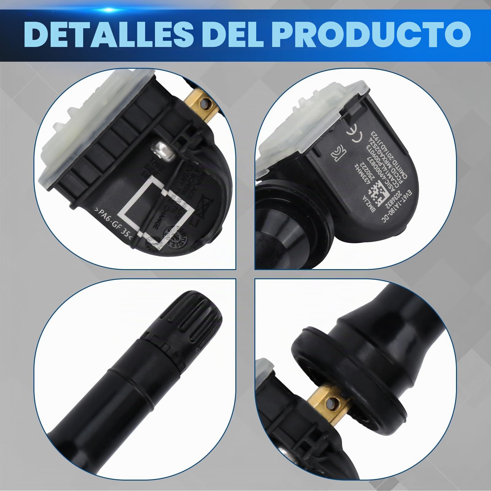 Sensor de Presión de Neumáticos Compatible con Ford Ecosport 2013 Focus 2014 Kuga Mk2 RDKS TPMS Compatible con Ford B-MAX 15 C-MAX 15 Transit/Tourneo Connect 2036832 4 Piezas