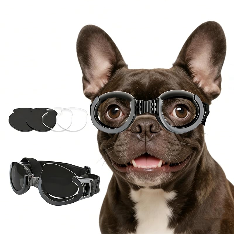 Óculos de Sol para Cães de Porte Médio com Lentes Clear/Black Ajustáveis NAMSAN