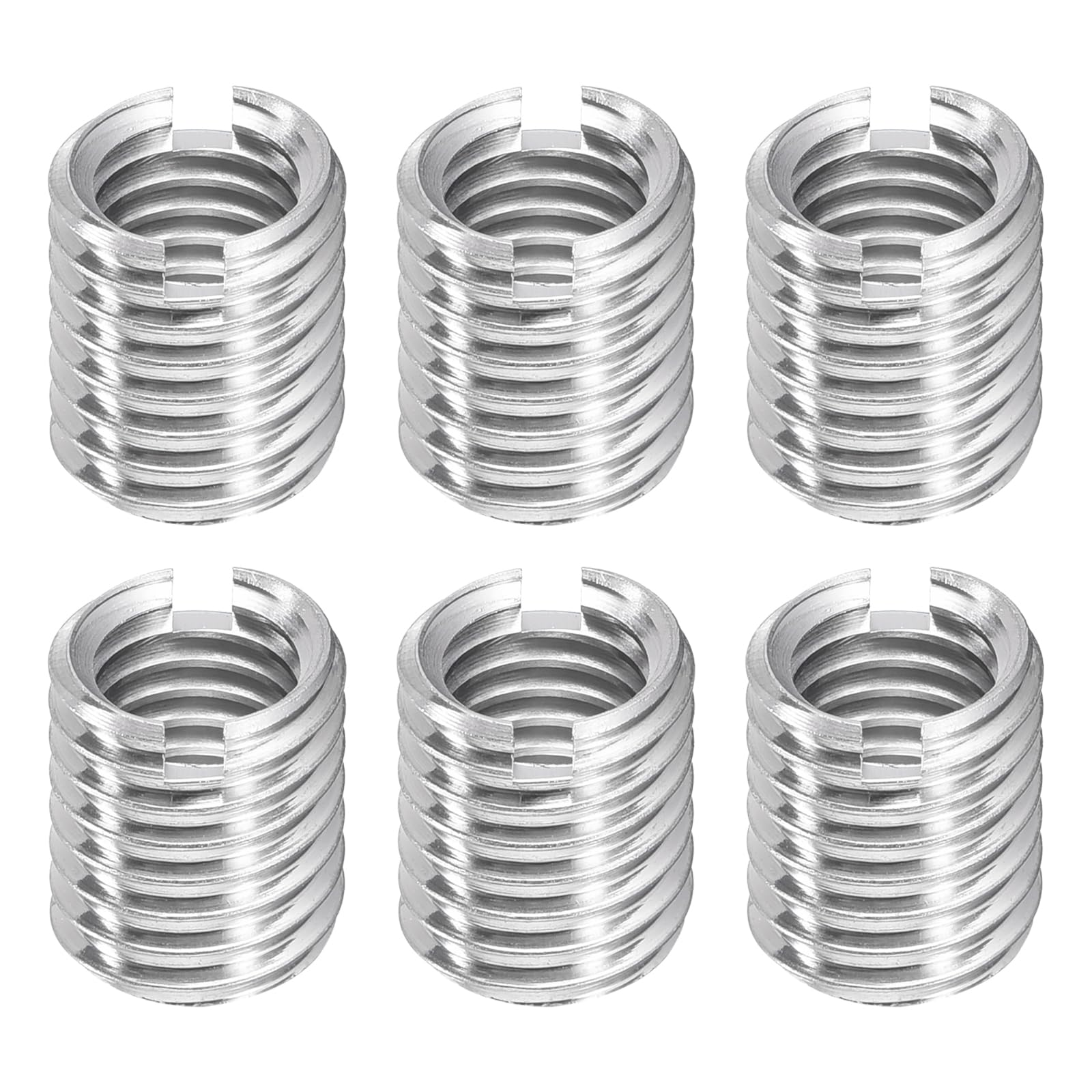 sourcing map 6Pcs Threaded Inserts, M8-1.25x12 & M10-1.5x12 Stainless Steel 303 Screw Thread Sleeves Thread Repair Insert for Mechanical Equipment