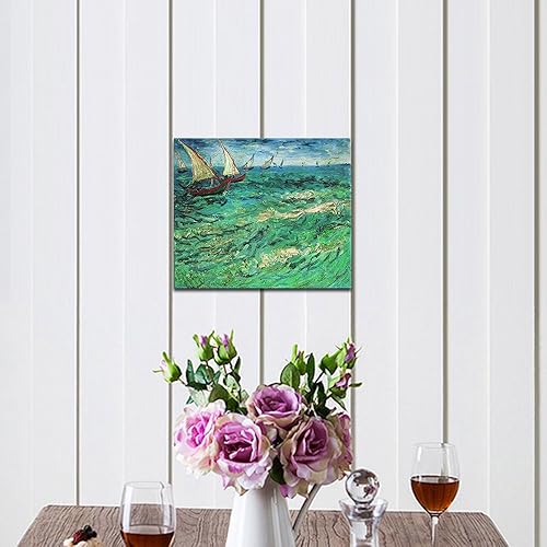 Miniatura 7 de Wieco Art Impresiones en lienzo de barcos de vela, arte de pared de Van Gogh, famosas pinturas al óleo, reproducción de olas de mar, fotos para