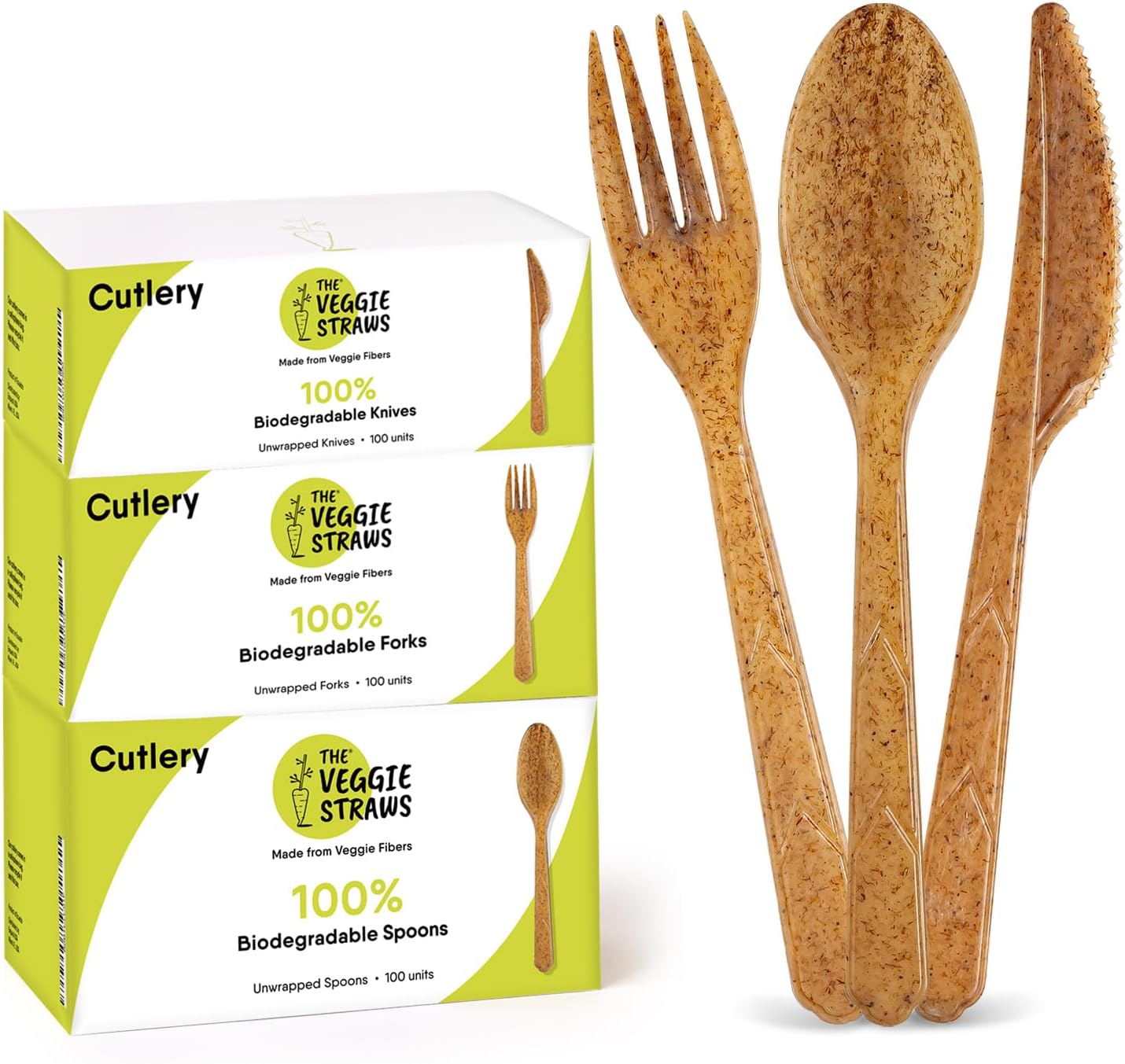 Product Review for Premium Quality100% Biodegradable Cutlery Made of Vegetable Fibers, 300 PCS of 6.7” Long Heavy-Duty and Splinter Free Eco-Friendly Spoons, Forks & Knives, Perfect Sustainable Cutlery for All Occasions, with the price of : $41.99,Based on the following description : VALUE PACK – Bundle provides 300 pcs of 17 CM/6.70 inches long (100 spoons, 100 forks, 100 knives). Eco-friendly disposable cutlery which offers excellent value for your money. Feel good about your positive impact on the environment with our earth friendly cutlery.,100% BIODEGRADABLE – Choose our eco-friendly cutlery for a sustainable and durable alternative to other disposable cutlery in the market. These are perfect for all types of occasions!,STURDY & LONG-LASTING – Our splinter-free, heavy-duty cutlery works with both hot and cold foods and won't break or soften during use. With a temperature range of 32°F/0°C to 302°F/150°C, they're the perfect choice for any meal. Plus, they're flavorless, making them an ideal eco-friendly alternative to traditional disposable cutlery.,RESPONSIBLY SOURCED – The Veggie Straws disposable spoons, forks and knives are made of cellulose-rich vegetable fibers. They are produced from non-toxic materials that are safe for both you and the environment. We repurpose the waste of vegetable fibers, so nothing goes to waste! These are gluten-free and allergen friendly, so you can use them with peace of mind.,CERTIFIED CUTLERY – These have been certified USDA Bio-based, ASTM and ISO International. You can confidently discard our eco friendly disposable cutlery, knowing they have been proved 100% biodegradable., and and average Review : 4.5 out of 5, and the following summary of users reviews:
