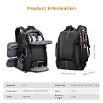 K&F Concept Camera Backpack,25L Large Capacity Camera Bag for Photographers with Raincover and 15.6 Inch Laptop Compartment Compatible for Canon/Nikon/Sony/DJI Mavic Drone, All-black, Fashion