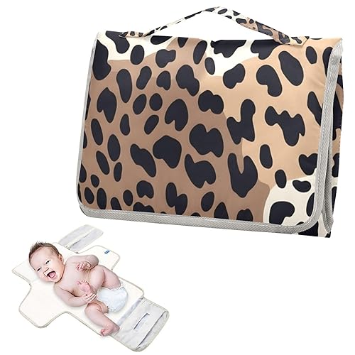 Miniatura 2 de Cambiador de pañales portátil para bebé, impermeable, leopardo, retro, con estampado de guepardo, cambiador de pañales con bolsillo para toallitas