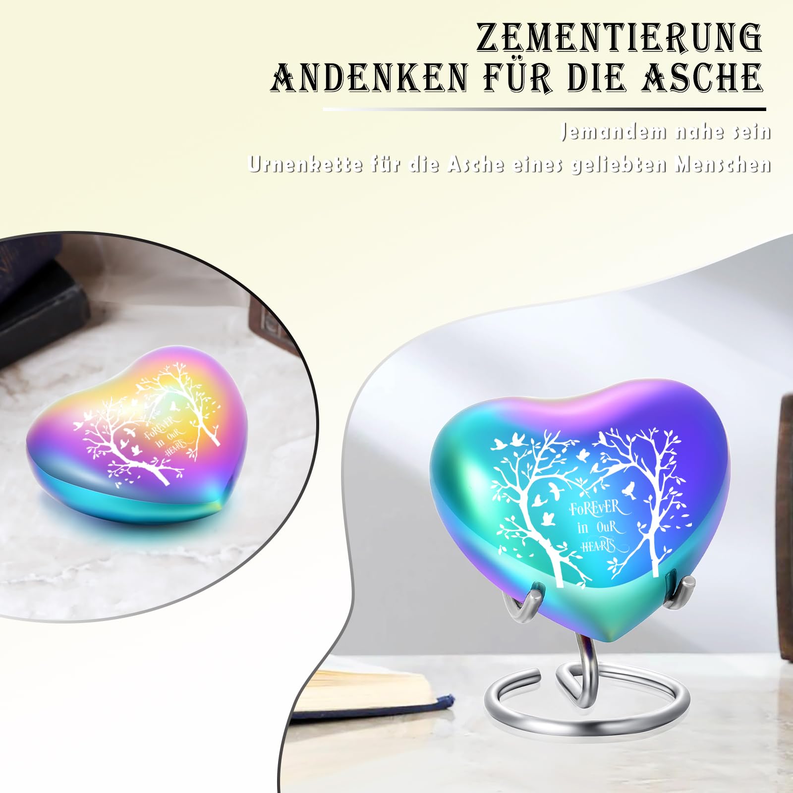 QGJNSGC Cat Urn Dog Animal Urns for Dogs Heart Shape (Rainbow Tree) - Image 3