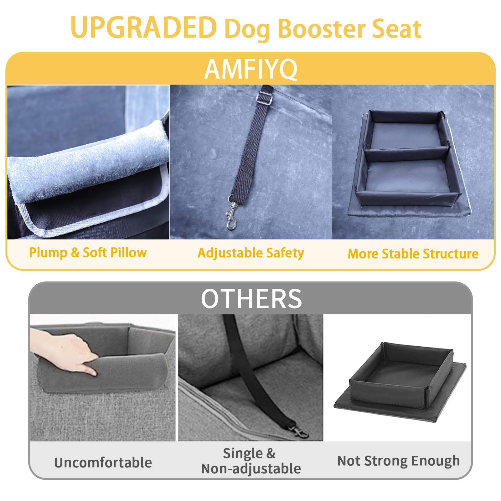 AMFIYQ Foldable Dog Car Seat for Small Dogs,Potable Puppy Booster Seat with Harness &Safety Belt, Travel Pet Bed can Removable & Washable Suitable for Dogs 25-30 lbs(Black) - image 6