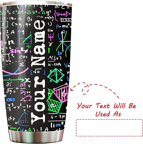 Miniatura 8 de CHICKOR Vaso de matemáticas personalizado de 20 onzas con tapa, taza de matemáticas personalizada aislada de acero inoxidable, regalos de