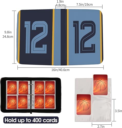 Miniatura 3 de Carpeta de tarjetas de baloncesto con mangas, 400 bolsillos, soporte para tarjetas #12 para tarjetas intercambiables, organizador de carpetas de