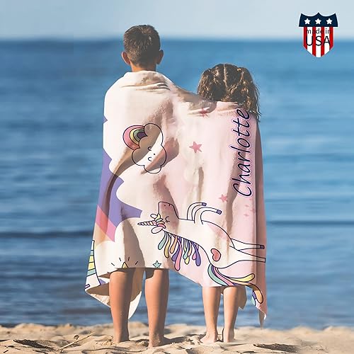 Miniatura 2 de Toalla de playa de microfibra personalizada con nombre para niños toalla de playa para viajes gimnasio camping piscina yoga al aire libre y picnic