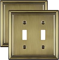Vista 22 de Paquete de 2 cubiertas para interruptor de luz, cubierta de placa de interruptor de palanca individual, placa decorativa de pared de metal de latón