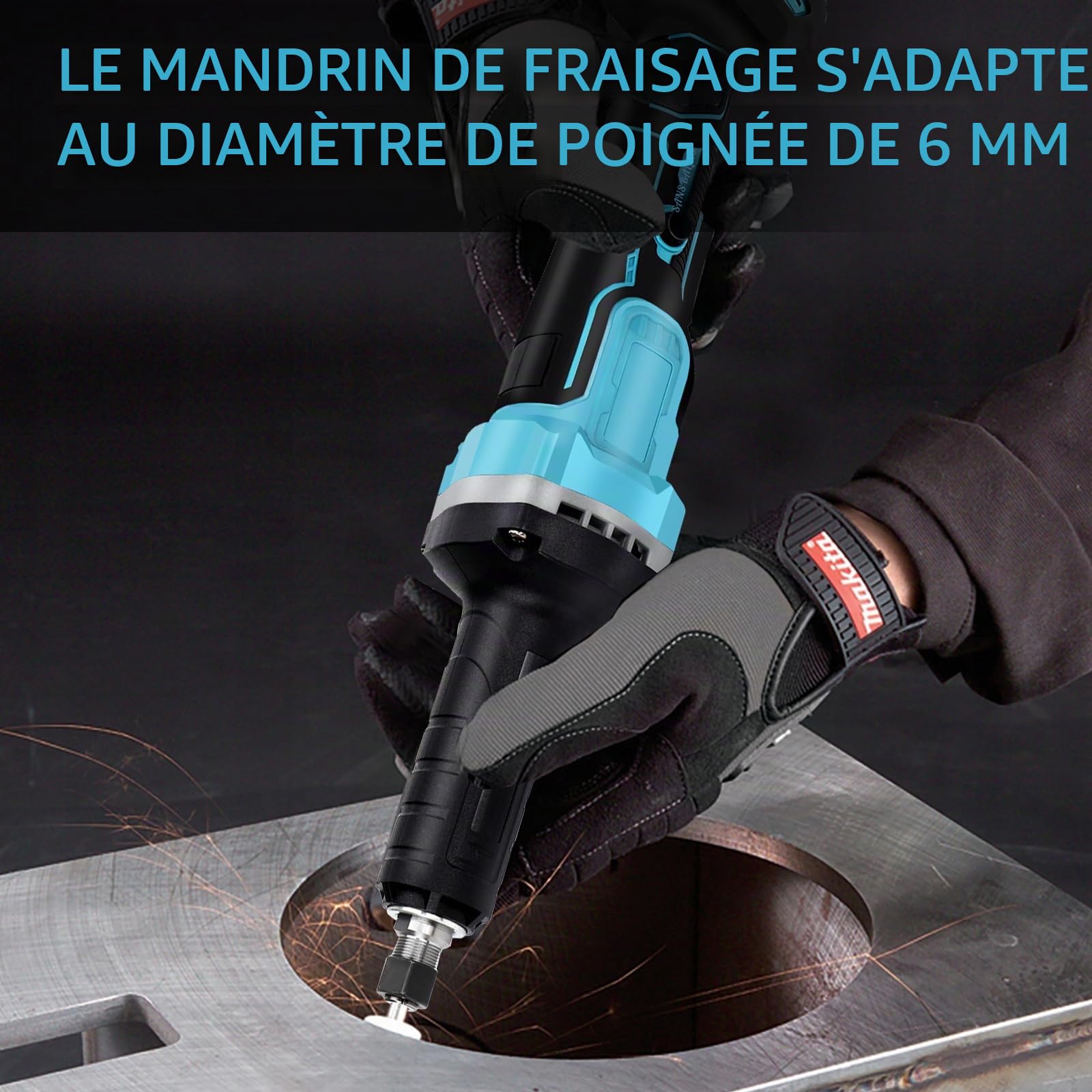 Meuleuse sans fil compatible avec Makita 18V batterie, meuleuse droite électrique sans balais avec mandrin de 6 mm et 4 vitesses réglables (sans batterie) (Pas d'accessoires)