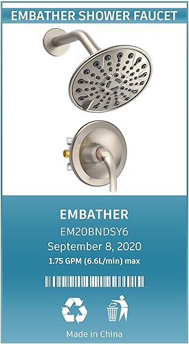 Miniatura 25 de EMBATHER Juego de grifo de ducha, válvula de ducha de control de una sola manija y kit de molduras, juegos de grifos de ducha completos con cabezal