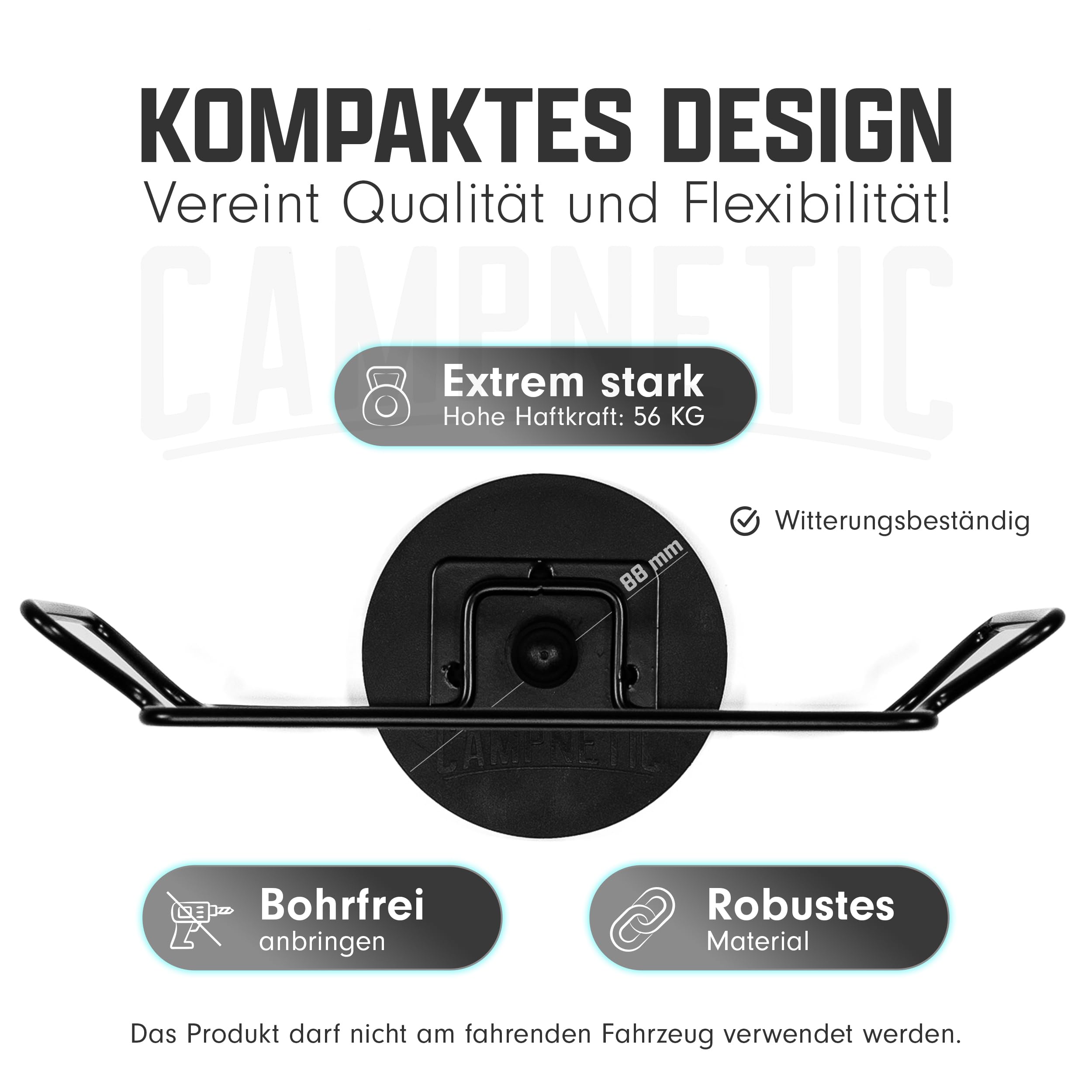 Campnetic magnetischer Müllsackhalter - magnetischer Halter für Müllsäcke, Vanlife und Camping - gummierte Magnet extra für Wohnmobile - praktisches Campinggadget inklusive Aufbewahrungsbeutel