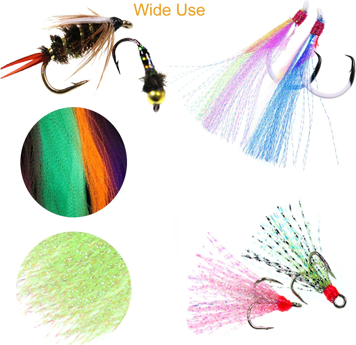 wifreo Fly Tying Material 10/12/14/16 Pack UV Fluorescent Crystal Flashabou/Pearl White/Nylon/Grizzly Crystal Tinsel Flash Saltwater Jig Tying Streamer Nymph