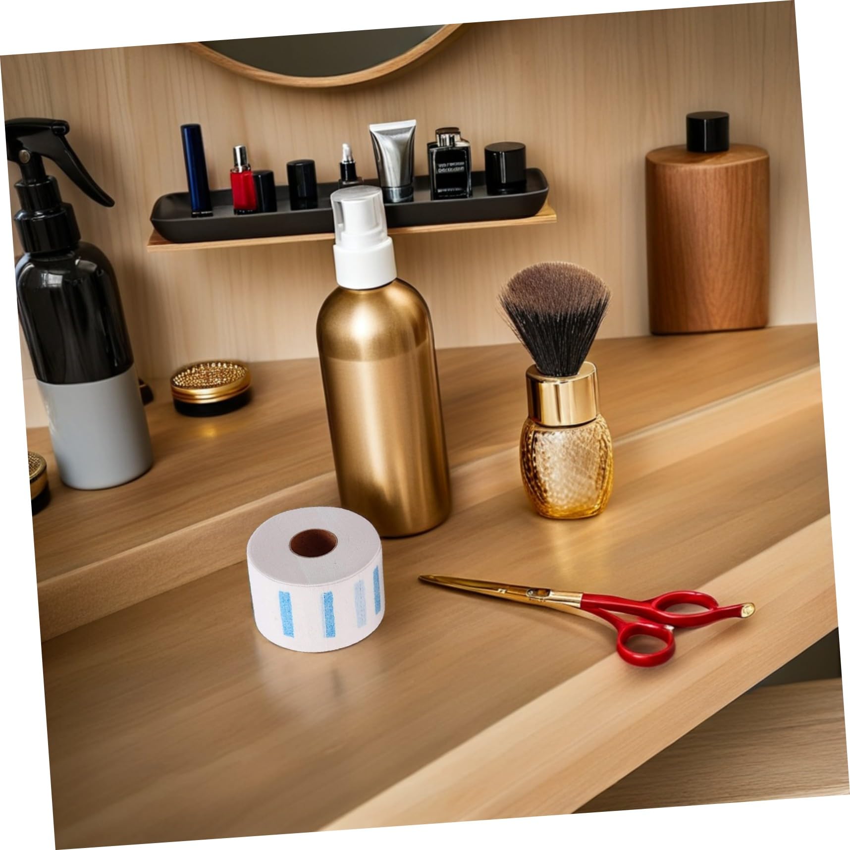 Bandes de Cou en Papier Jetable Blanc 5 Pièces, Tour de Cou Extensible pour Coloration et Permanente, Protection Étanche pour Salon de Coiffure