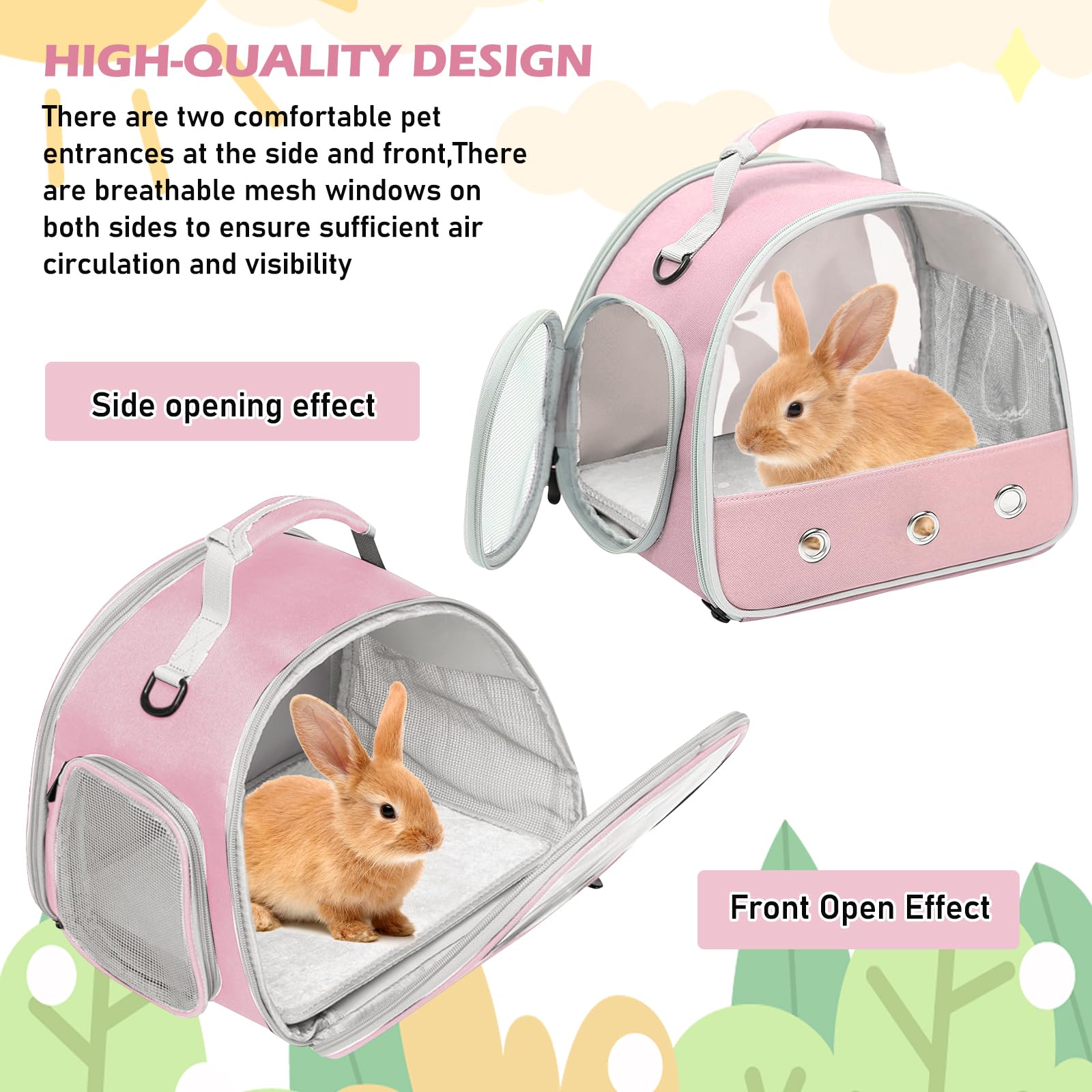Kleine Haustier-Tragetasche, Kleintier Tragetasche, Transportbox für Katze Mit Seitlicher Öffnung, Meerschweinchen-Tragetasche, Faltbare Transportbox, Hundetransportbox für Kätzchen Welpen Vögel