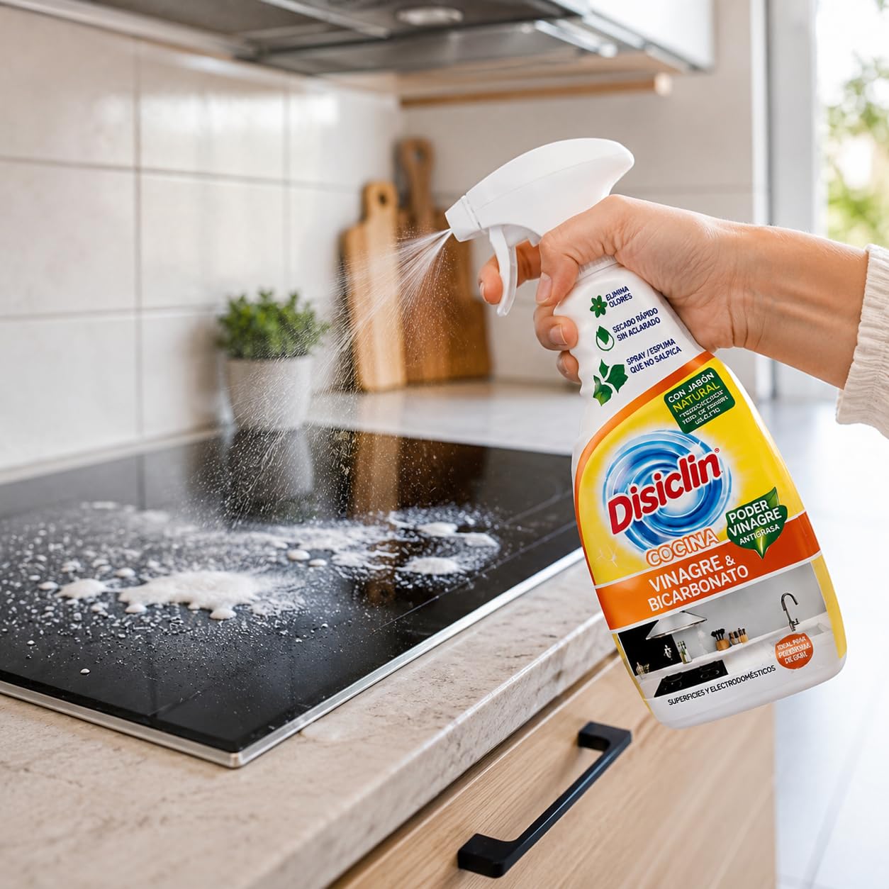 RASMACOR Spray Disclin Cocinas Vinagre y Bicarbonato 720 ml | Pack 12 Unidades | Limpiador Multiusos para Cocina | Limpieza de Encimeras, Campanas, Electrodomésticos y Superficies Lavable