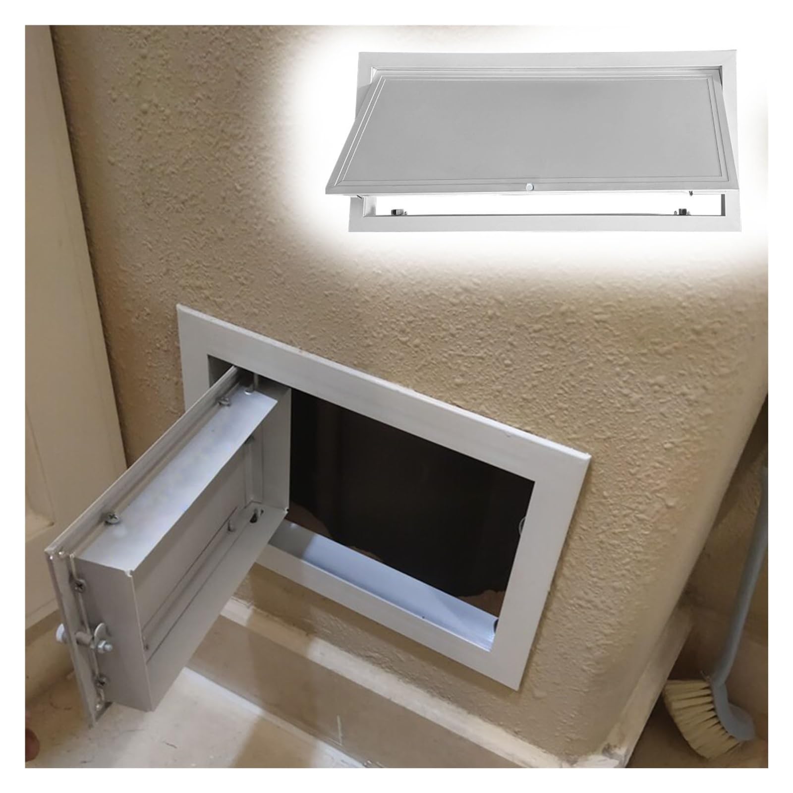 WDJBPSH White Wall Access Panel with Rotating Handle, Flush Mount Hole Cover for Electrical Plumbing Meter Boxes Service, Bathroom Vent Pipe Inspection Hatch(150x150mm (6x6in))