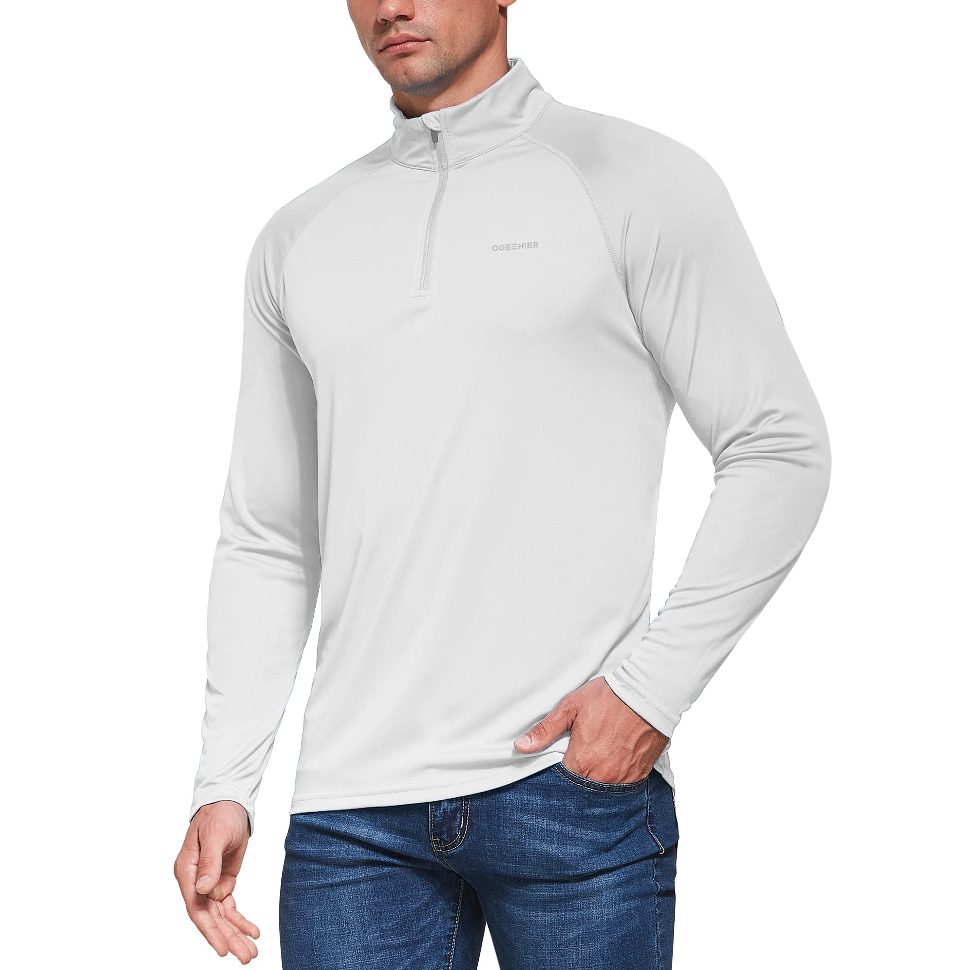 OGEENIER Men's 1/4 Zip Pullover Long Sleeve Sun Protection Shirts UPF 50+ Fishing Golf Running Polo Shirts
