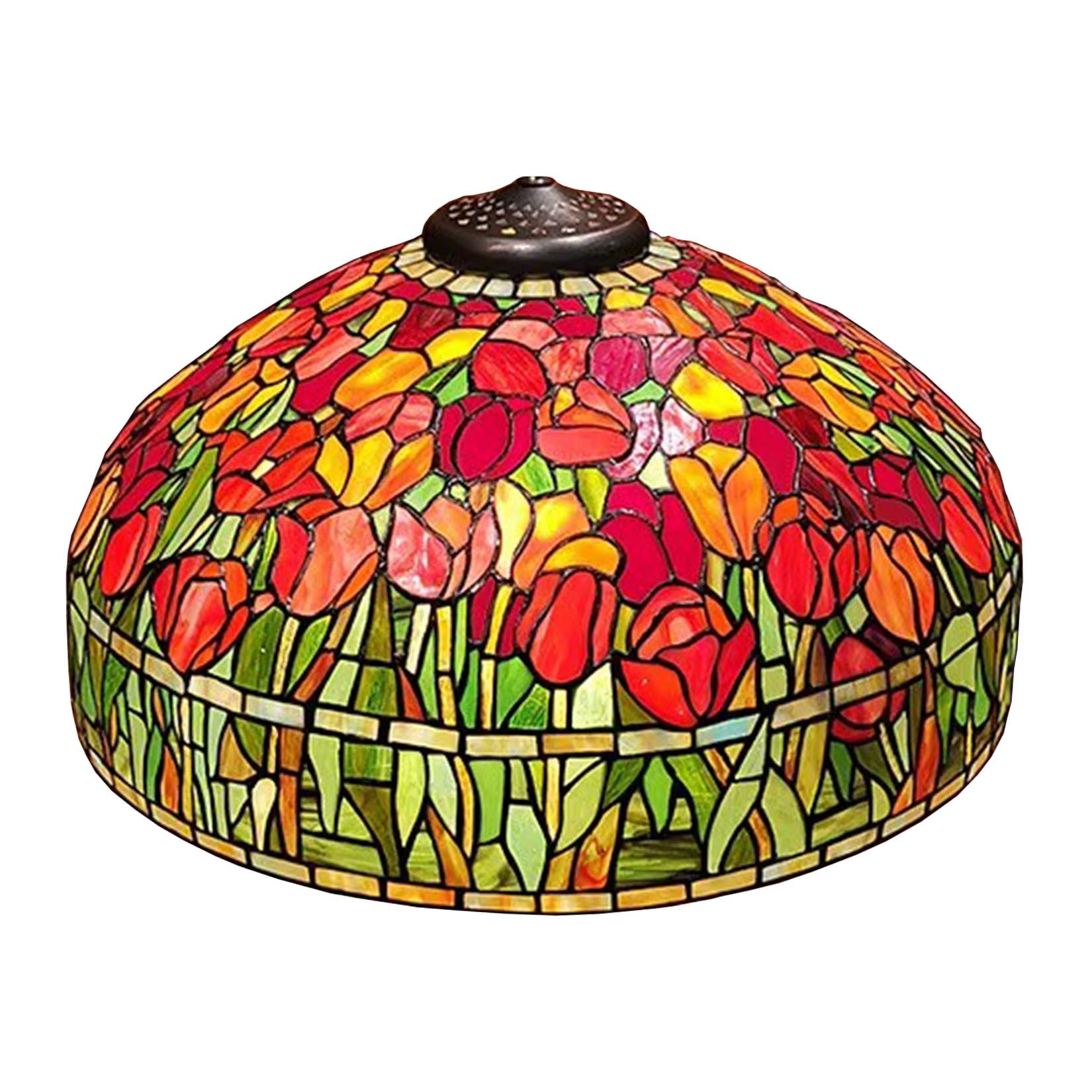 SaryEdge Tiffany Table Lamp Shade Replacement Only 20X13 Inch Grape Rose Tulip Wisteria Stained Glass Lampshades, Vintage Pastoral Romance Light Cover for Desk Light Pendant Light Floo，Tulip