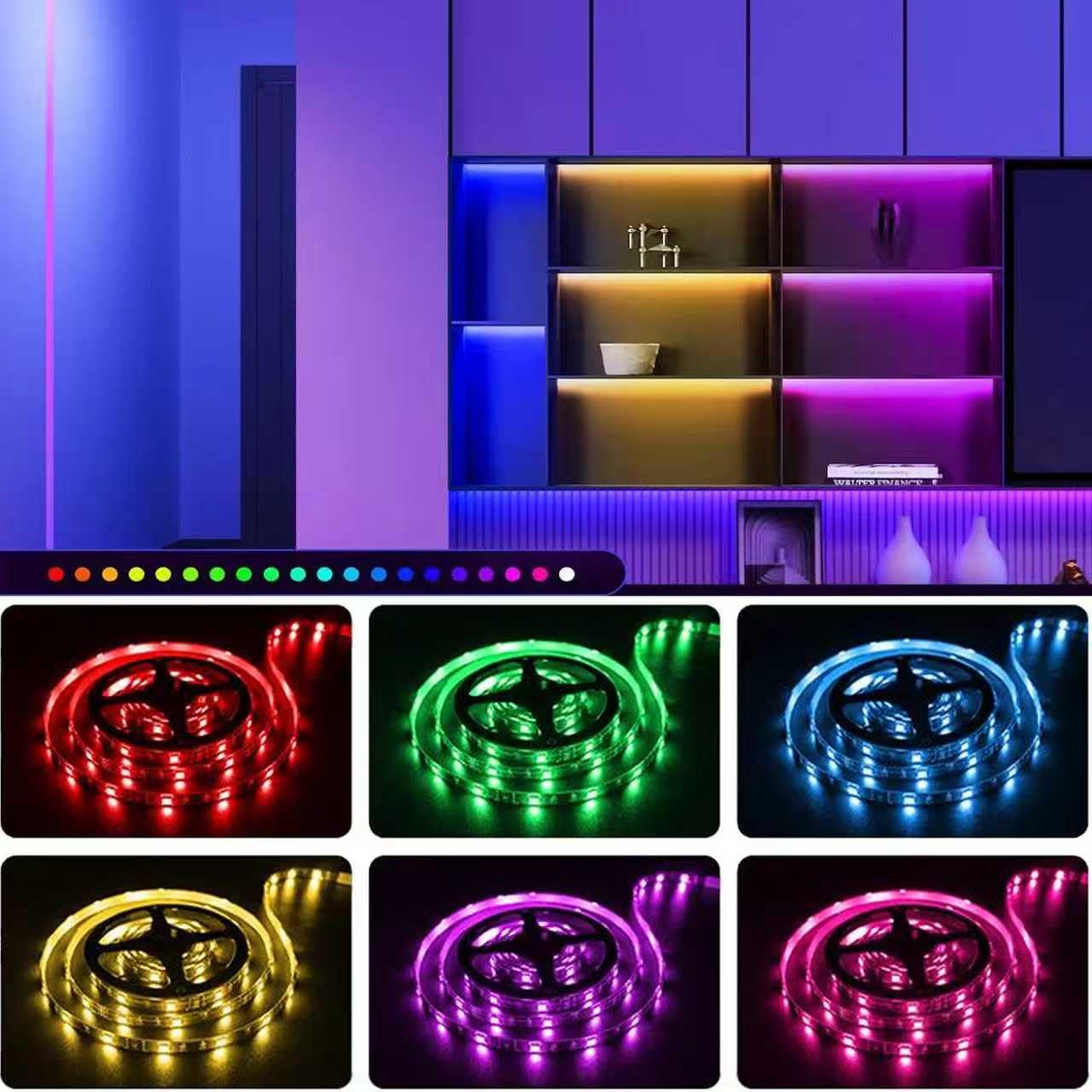Batteriebetriebene LED-Lichtstreifen, RGB-Farbwechsel-LED-Lichter mit 3-Tasten-Controller, batteriebetriebener, flexibler Lichtstreifen für Schlafzimmer, TV-Hintergrundbeleuchtung, Schrank