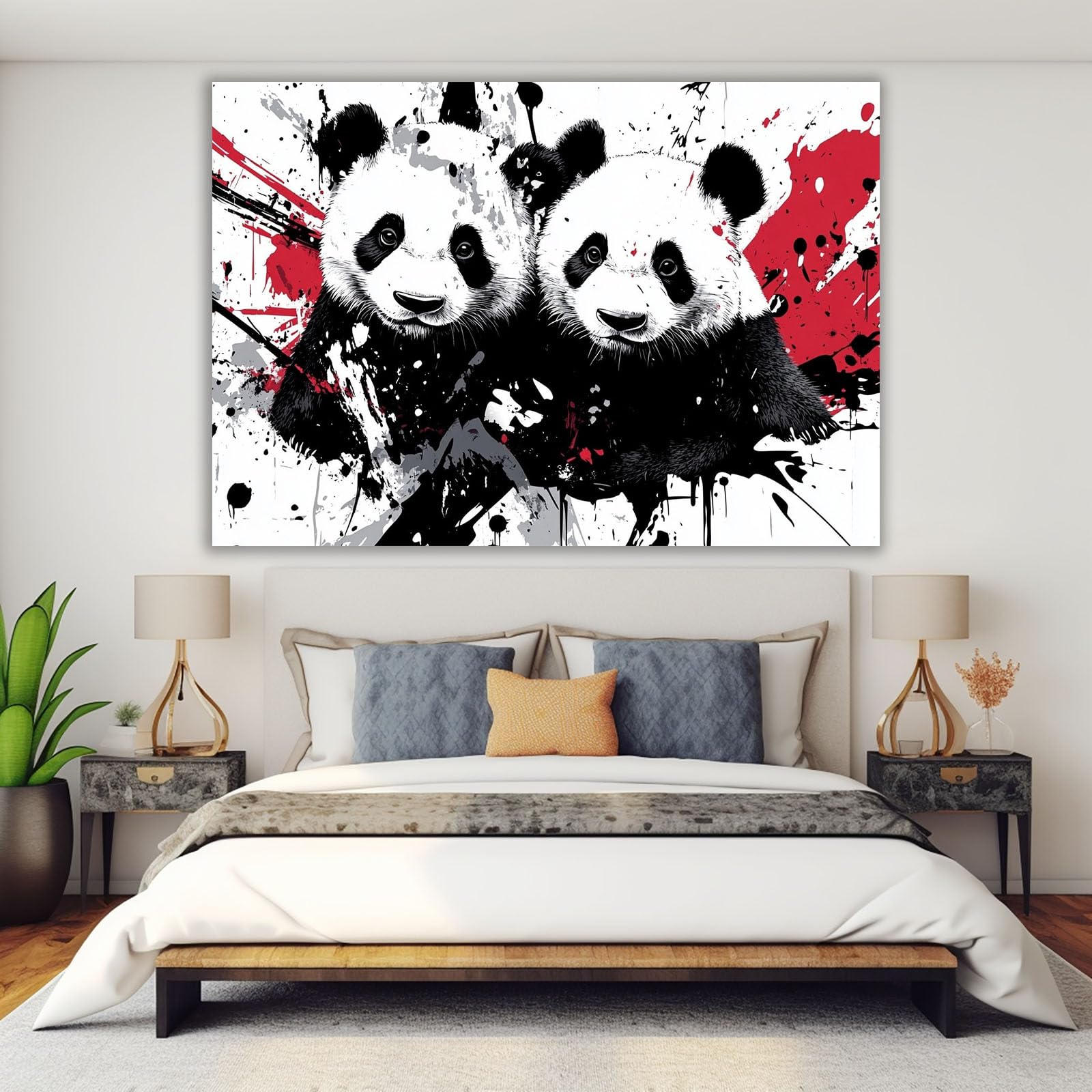 AMXBZC Animal Cuadro en Lienzo Imágenes Animales Negros y Blancos Habitacion Bebe Impresión en Lienzo, Cuadros Modernos para Sala de estar Baño Corredo（Rojo-40x60cm Enmarcado