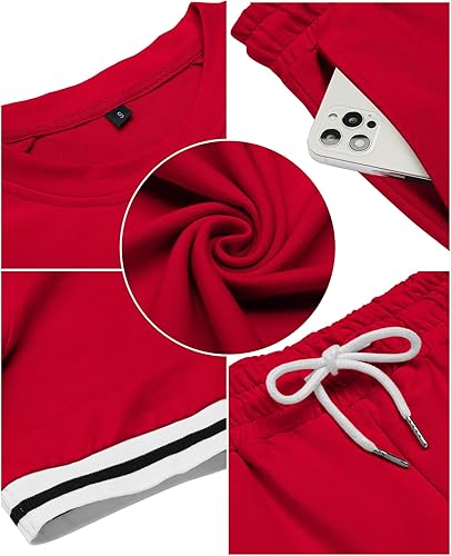 Vista 5 de Babioboa Conjunto corto de 2 piezas para hombre, conjunto deportivo de verano a la moda, casual, pantalones cortos, ajustado, deportivo, sudadera