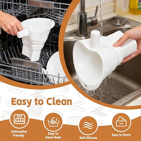 2 PCS Flour Funnel for Kitchen Aid Mixer - Stand Mixer Attachment Accessory Compatible with (KSM150) 4.5-7 Qt Tilt-Head Mixers,Easy Pour Anti-Splash Baking Tool,for Egg Liquid and Both Flour White
