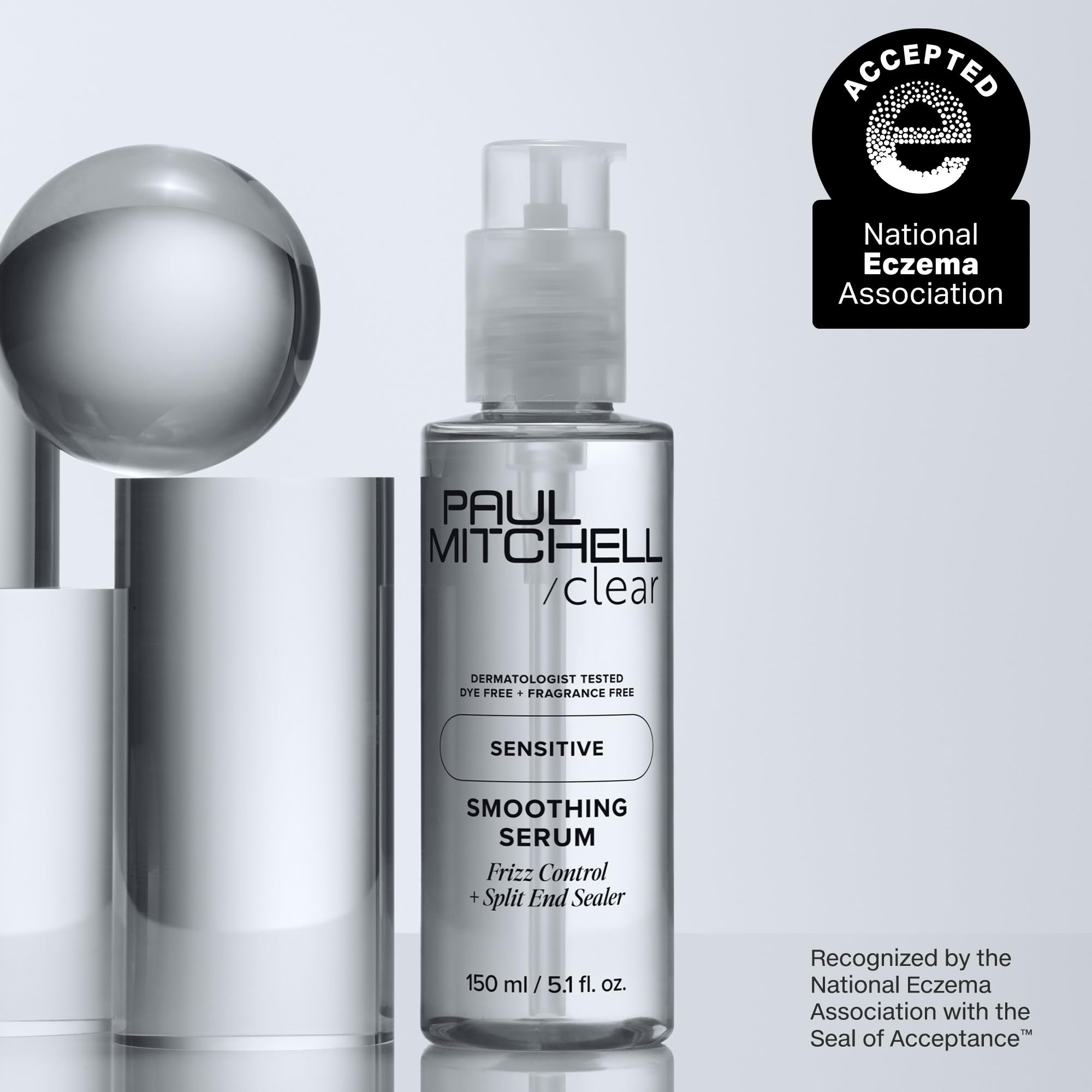 Paul Mitchell Clear Smoothing Serum, Blowout Primer, Fragrance Free, For Sensitive Scalp + Skin