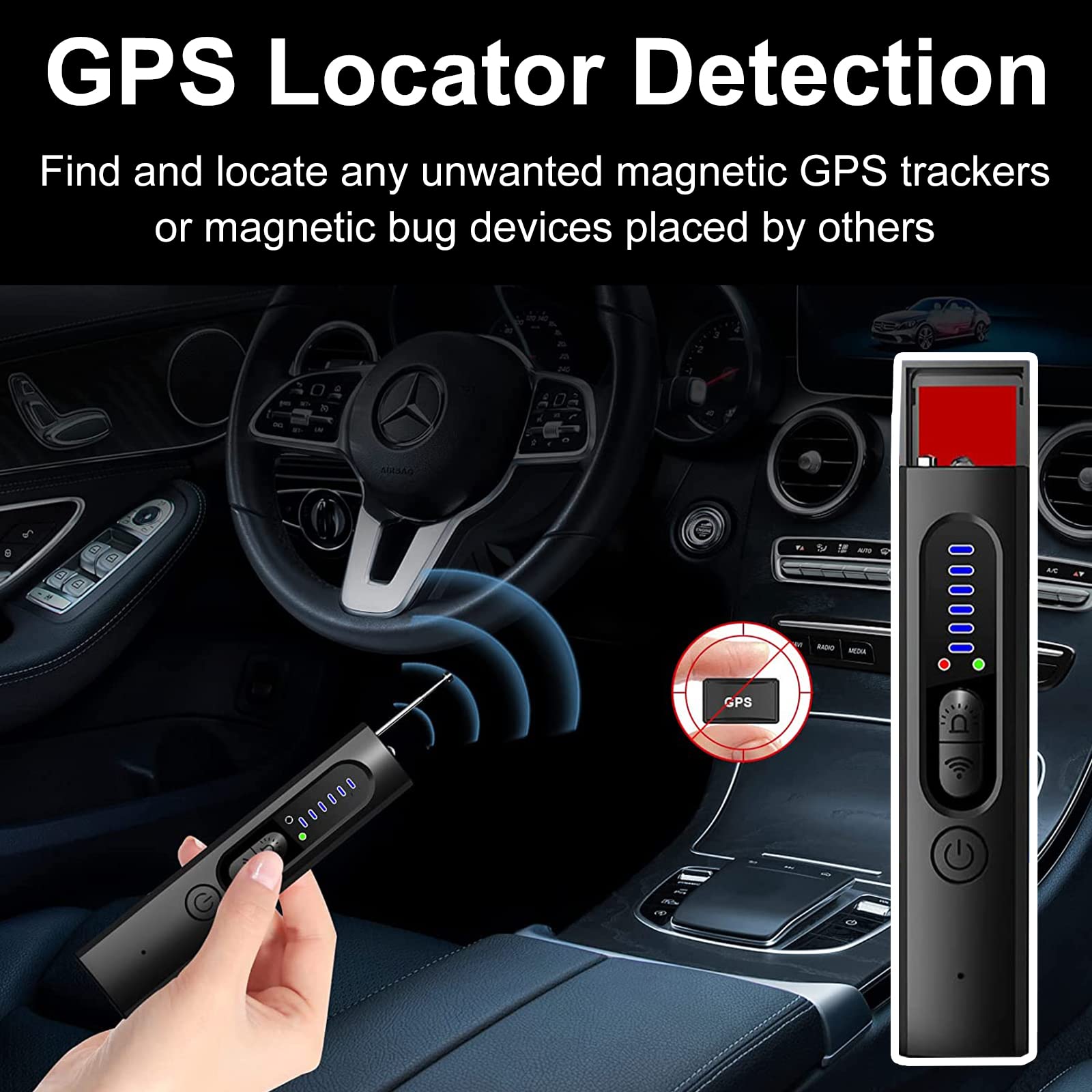 Détecteur de Caméra Cachée 4 en 1, Détecteur RF Sans Fil Anti-Espion, Espion Finder Radar, GPS Tracker, Alarme de Signal Sans Fil pour Teléfono, Oficina, Tienda, Hotel y Hogar