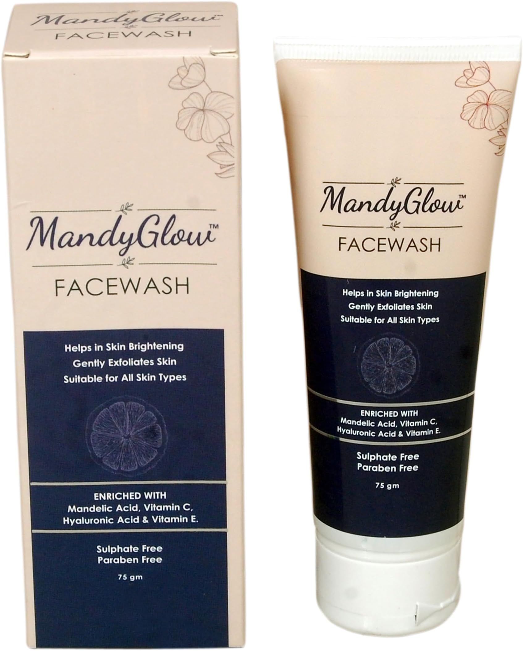 - Face Wash With Mandelic Acid, Hyalauronic Acid And Vitamin E All Skin Types 75GM, Non Drying, All Season Brightening