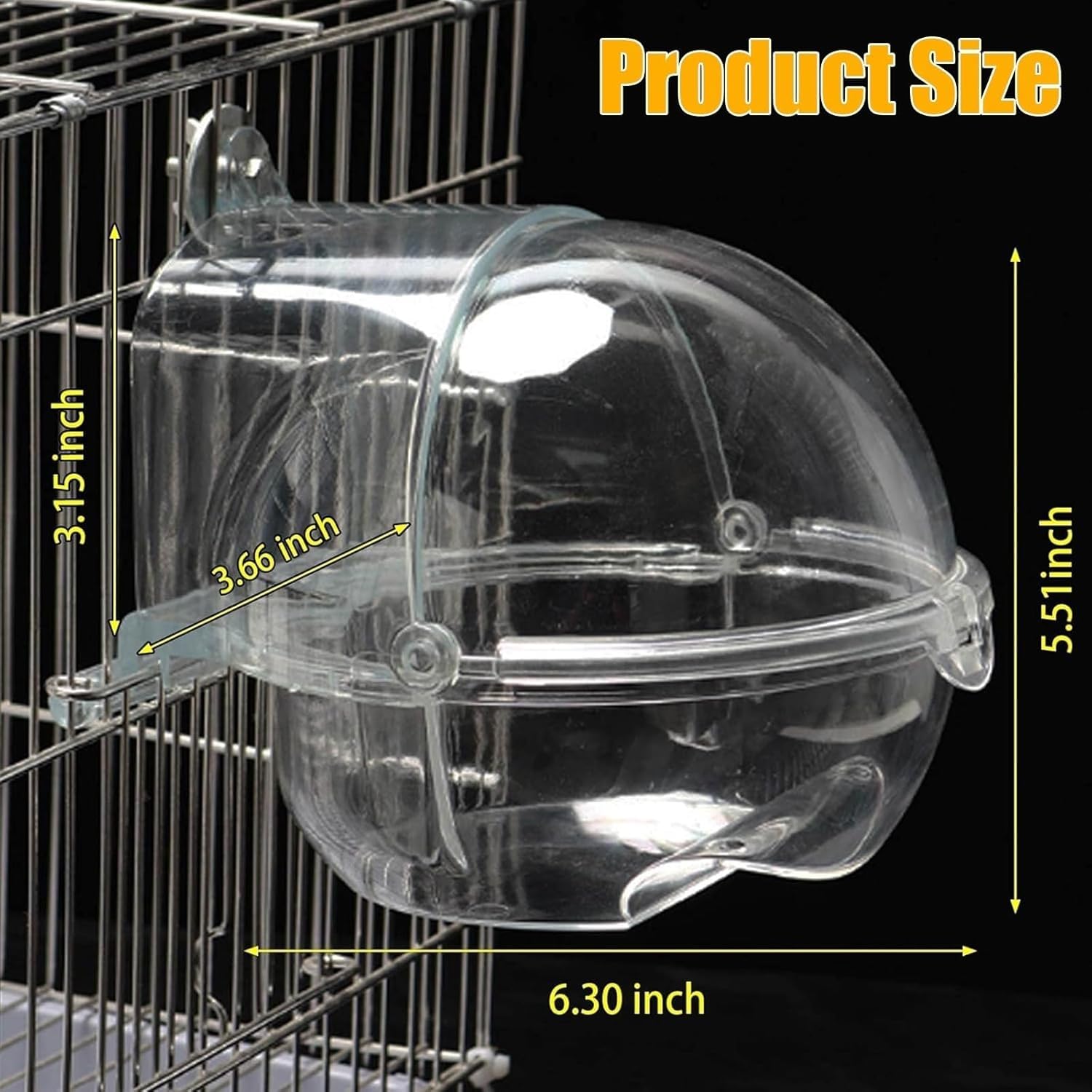 Accessoire de Cage à Oiseaux,Baignoire pour Oiseaux, Baignoire à Oiseaux,pour Cage,Boîte de Douche Transparente pour Perroquet,Baignoire pour Cage et Perroquet