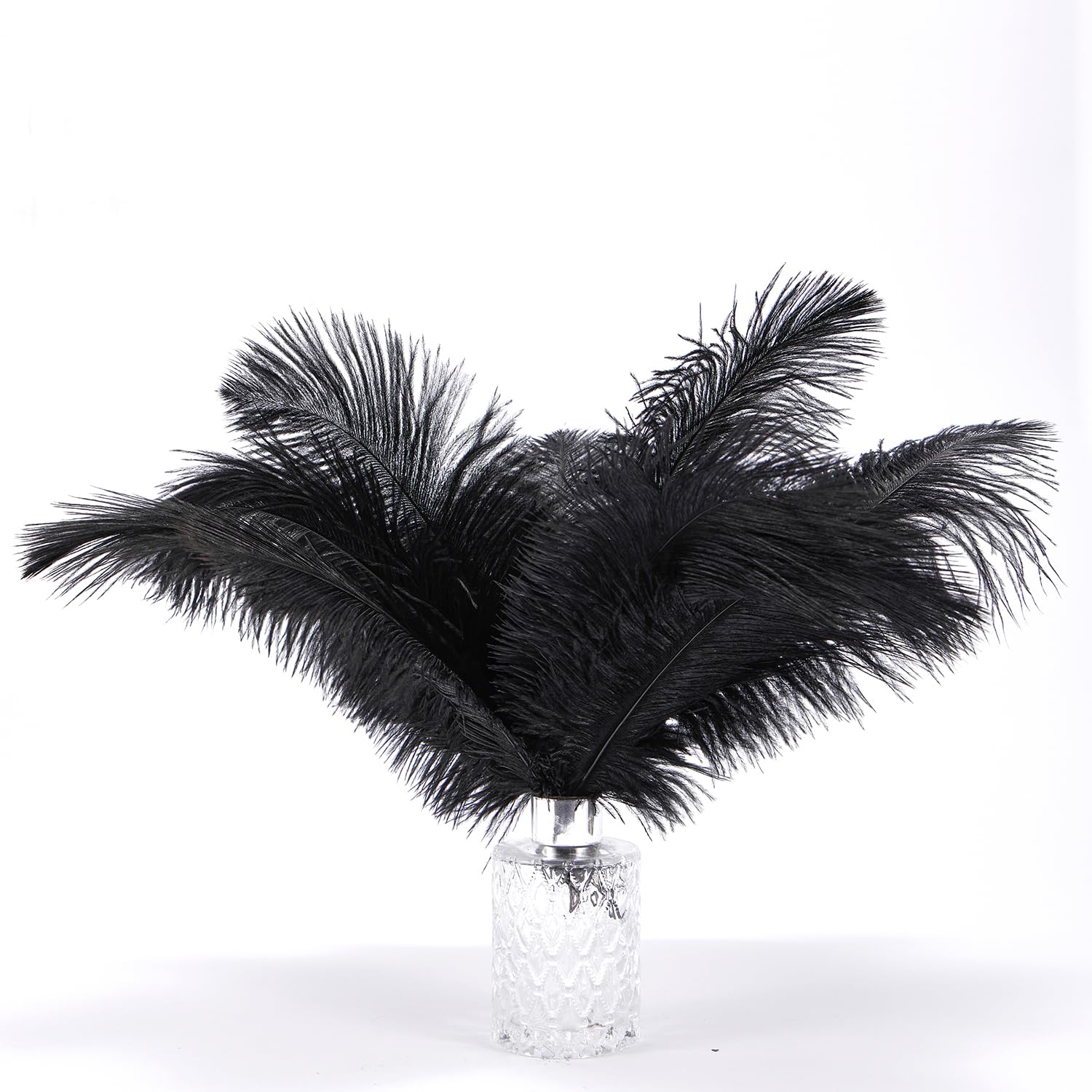 Natural Ostrich Feathers 10pcs 10-12 inches (25-30cm) Soft Fluffy Feathers for Crafting Perfect DIY for Vase Fillers Wedding Decor & Christmas Home Ornaments (Black)