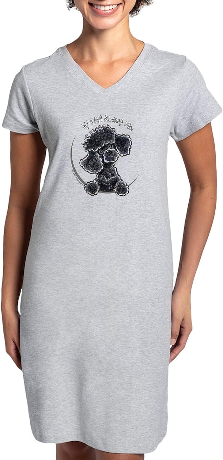 CafePress Black Poodle IAAM Full Women's Nightshirt, Soft Long Pajama Shirt, Cotton PJs/Pyjamas