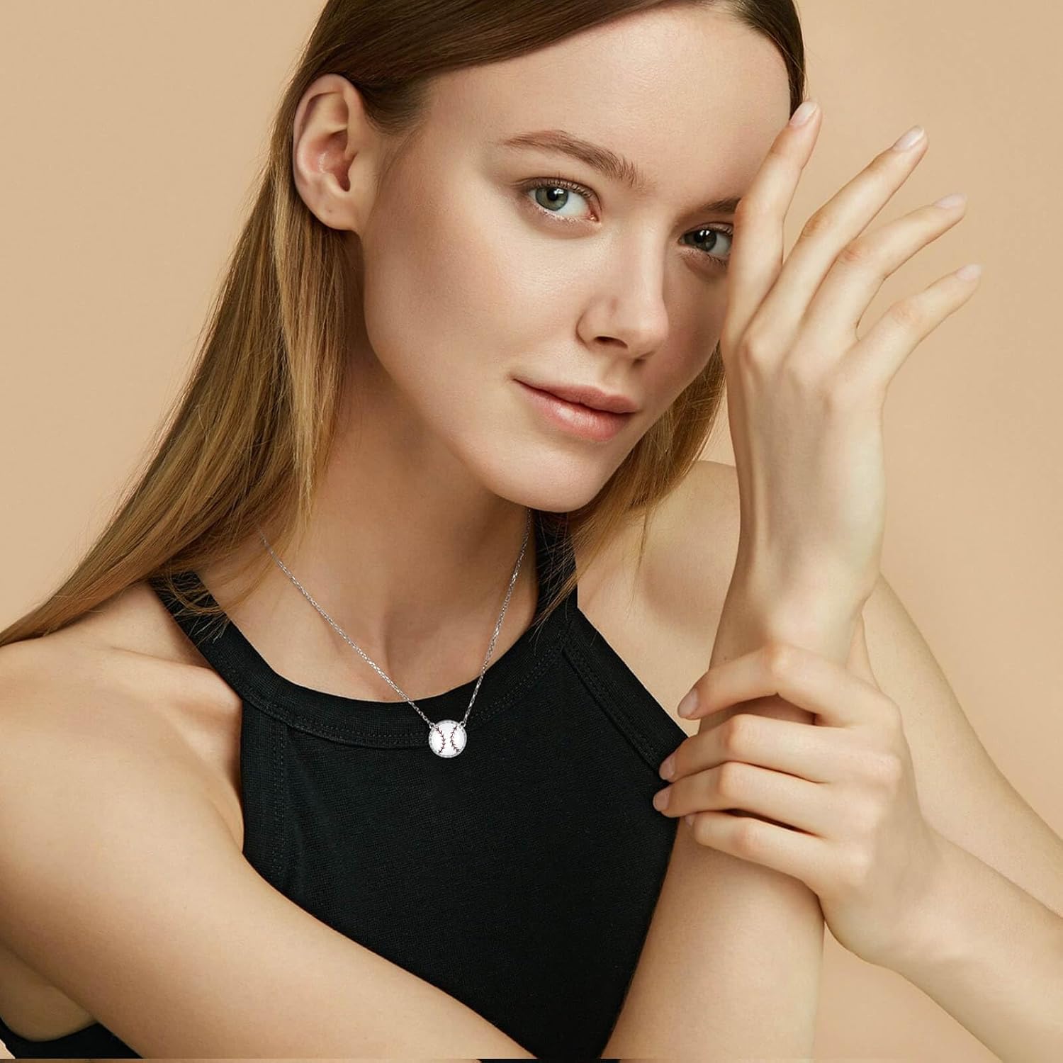 MANBU Sterling Silver Sports Ball Necklace for Women: Baseball Tennis Volleyball American Football Softball Basketball Pendant Gift Jewelry for Players Fans Moms Coaches - Image 3