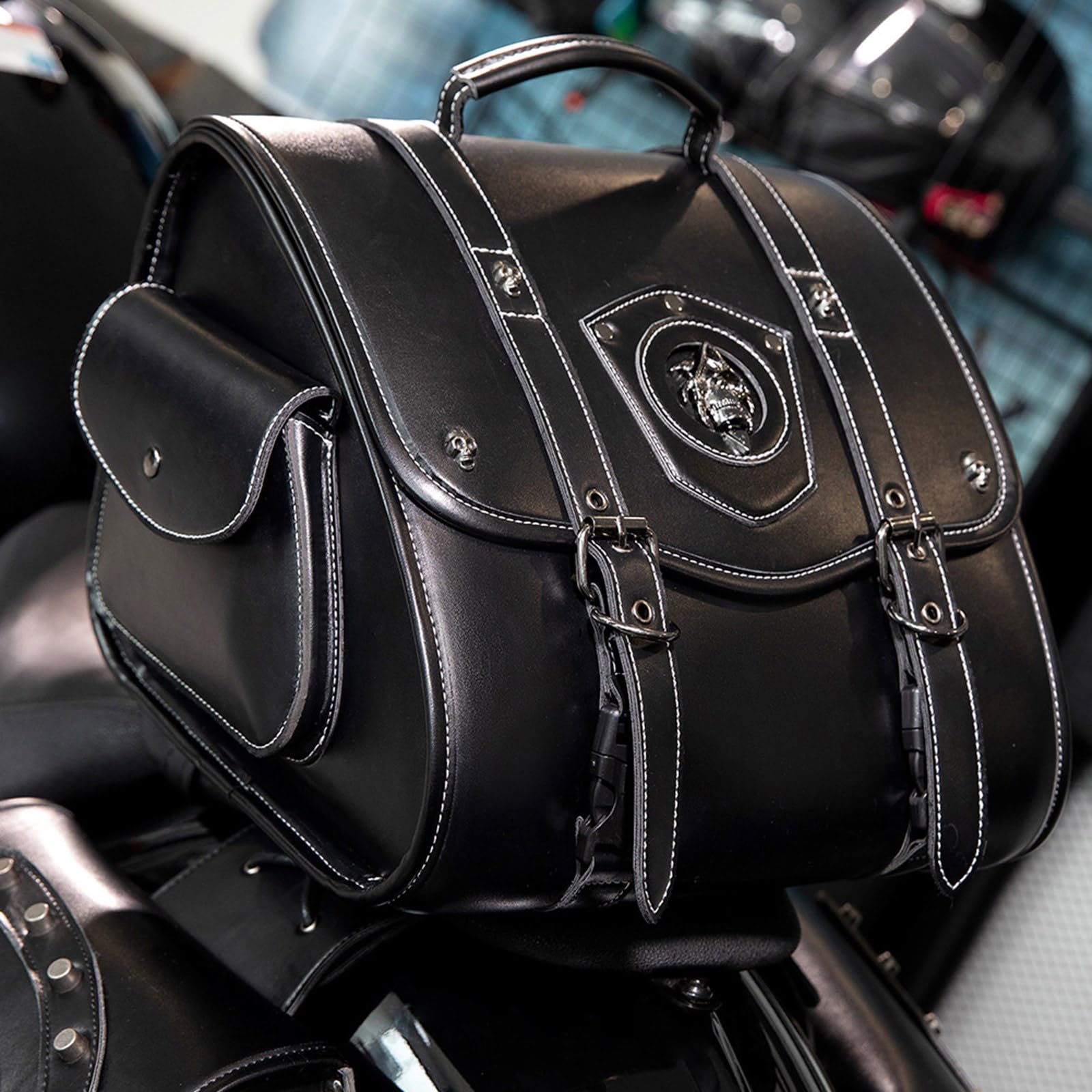 Sac à outils de moto Style rétro Sacoche de selle imperméable en cuir Sac de voyage Sac de selle