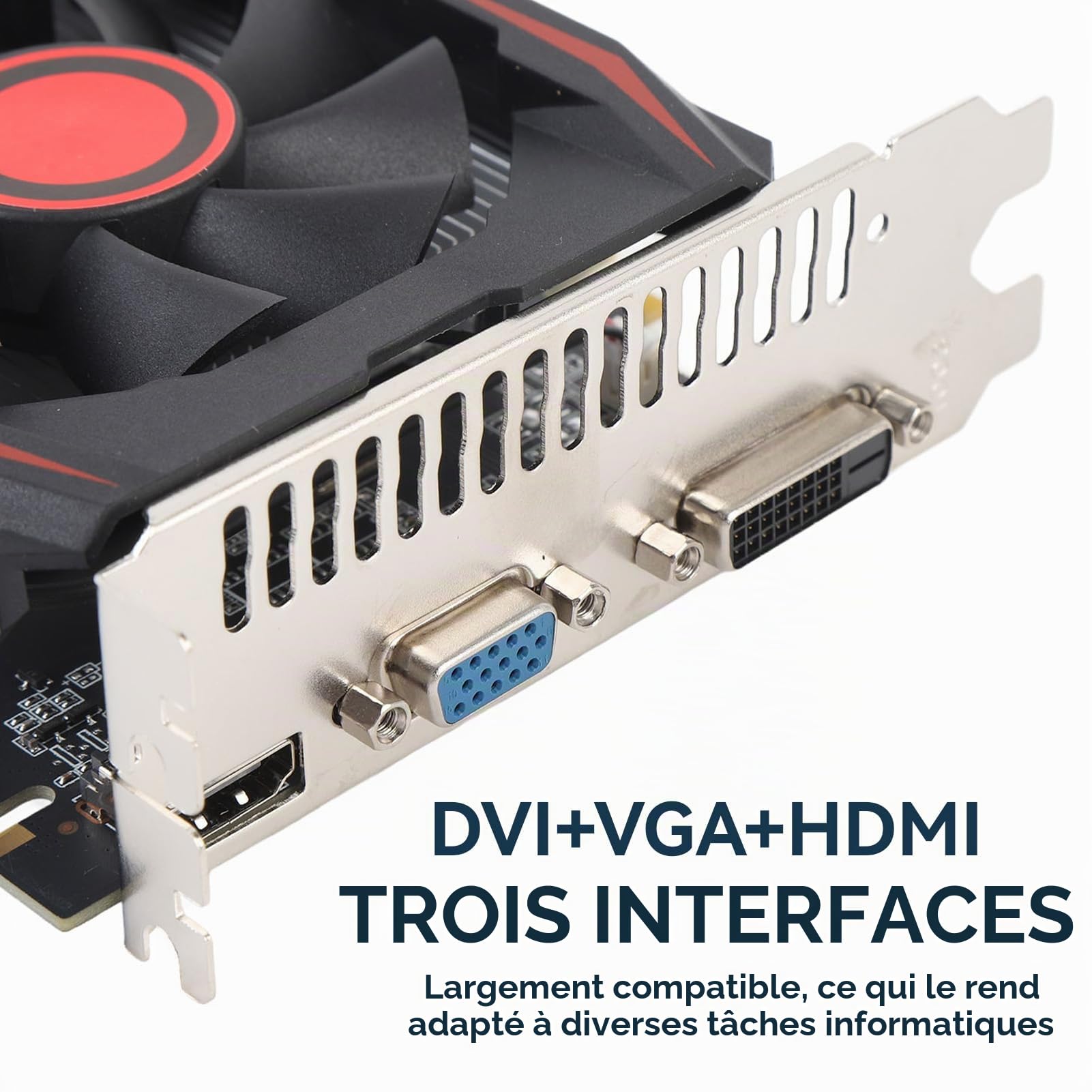 HERCHR Carte Graphique vidéo PC, 6 Go GDDR5 192 Bits Double Ventilateur PCIE 2.0 16X Slot Prend en Charge l'interface multimédia DVI VGA HD Carte vidéo de Jeu pour Ordinateur de Bureau