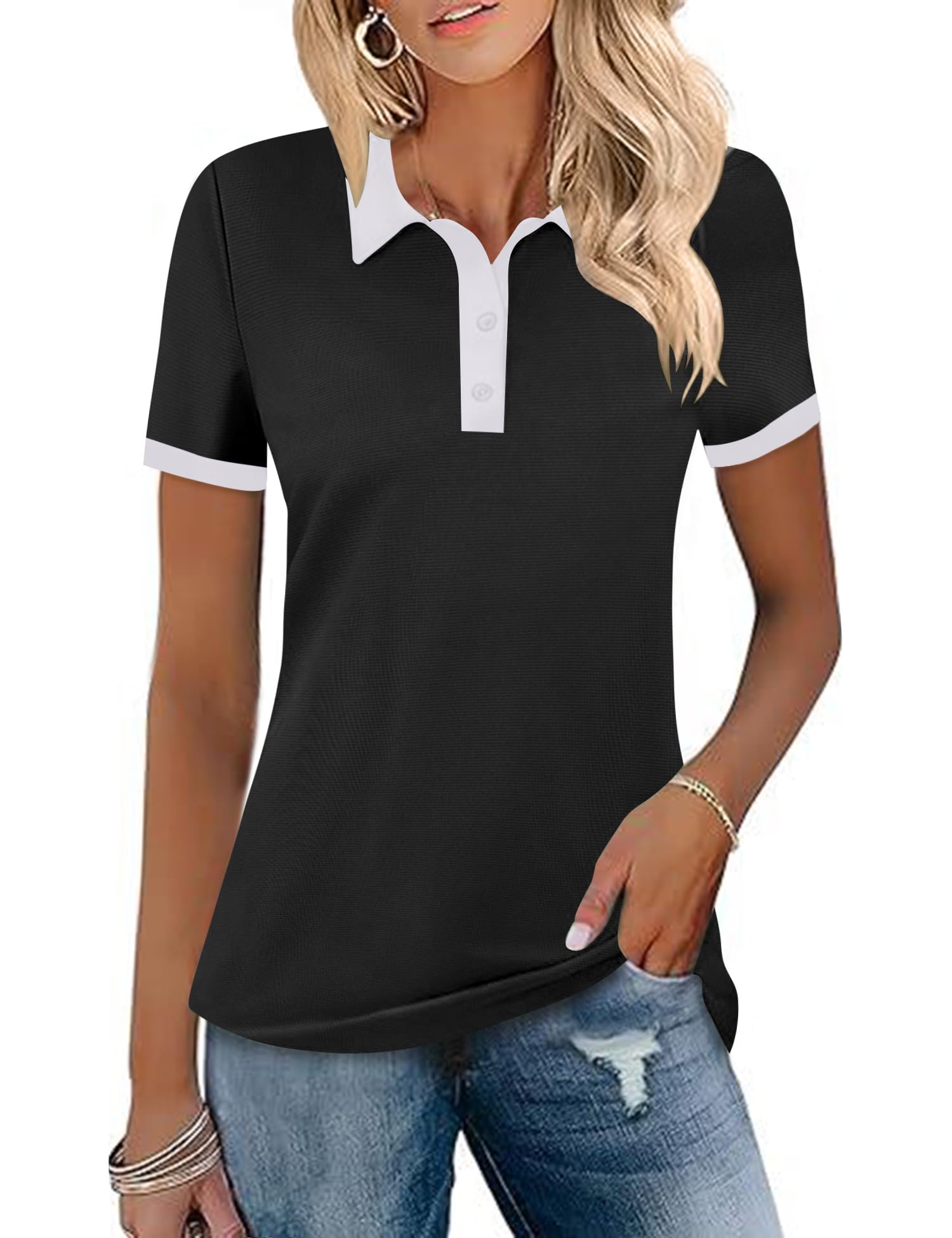 LOMON Womens Golf Polo Shirts Short Sleeve Collared Tops Lightweight Moisture Wicking Tennis Activewear S-XXL