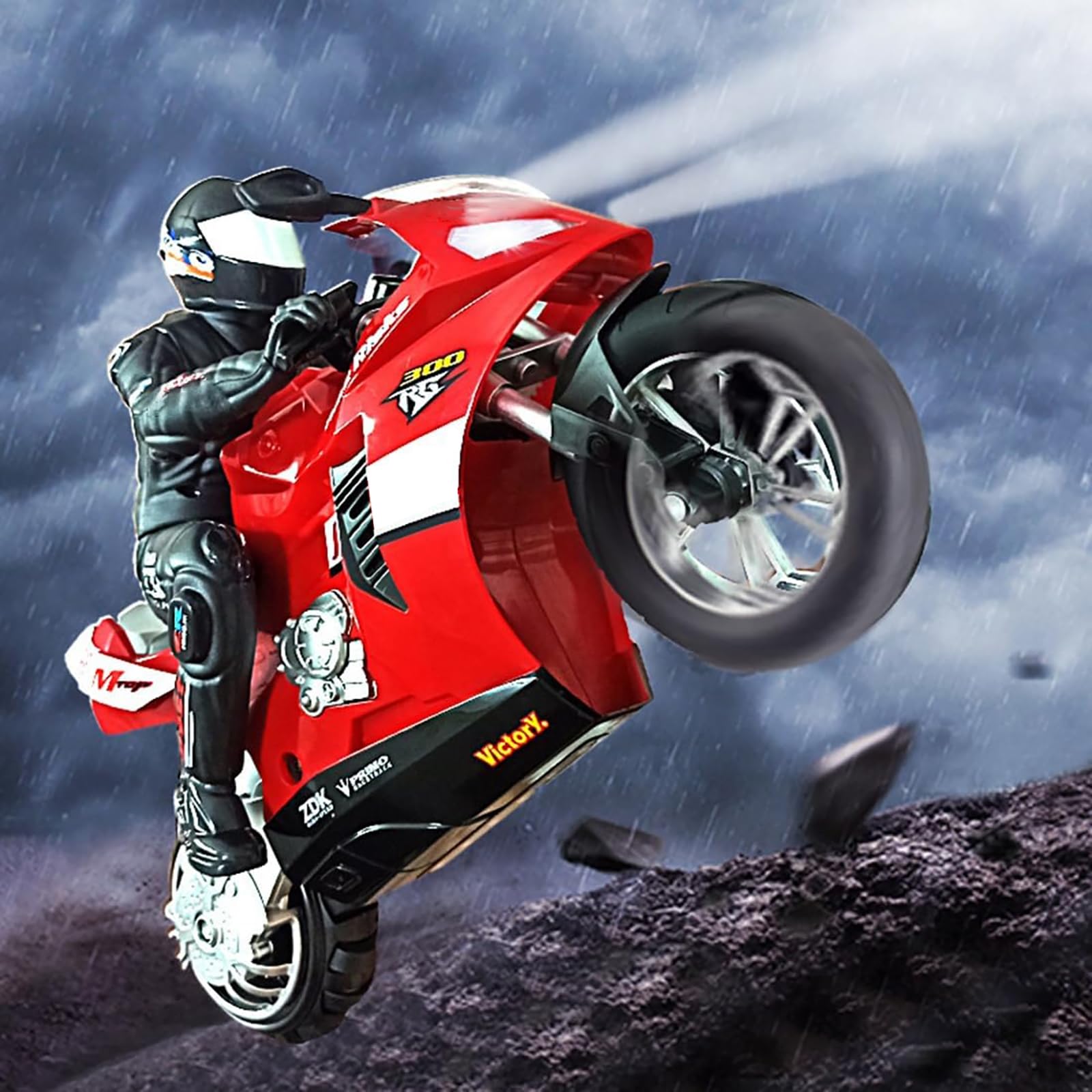 Generico Moto Radiocomandate, Modello di Motocicletta Elettrica a Doppio Motore a Due Ruote Autobilanciante in Scala 1/6 2,4GHz con Giroscopio a Sei Assi per Adulti (Versione RTR),Rosso