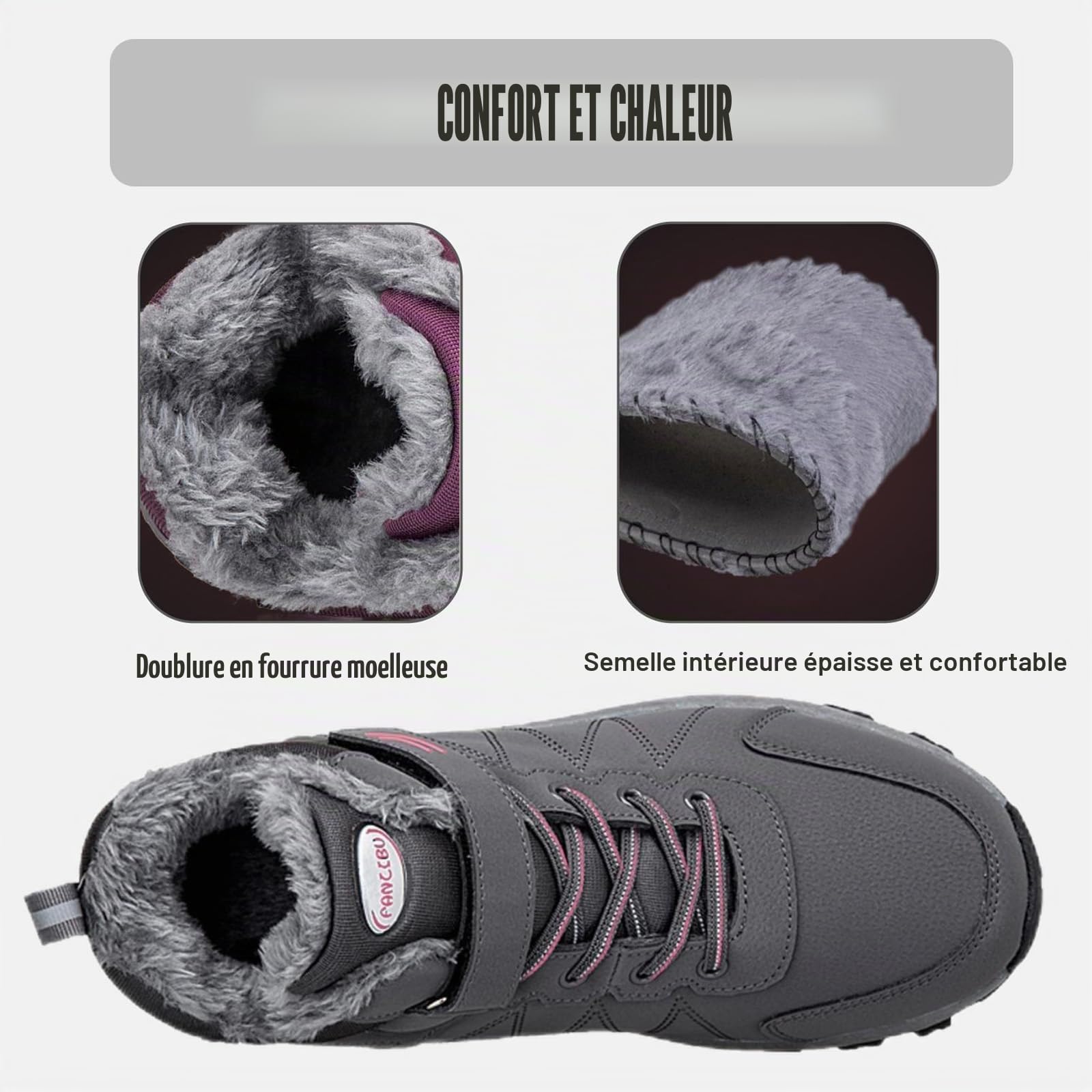 Bottes de Neige Femme Chaude Fourrées Bottes Hiver Femmes Imperméable Chaussures de Randonnée Femme Antidérapant