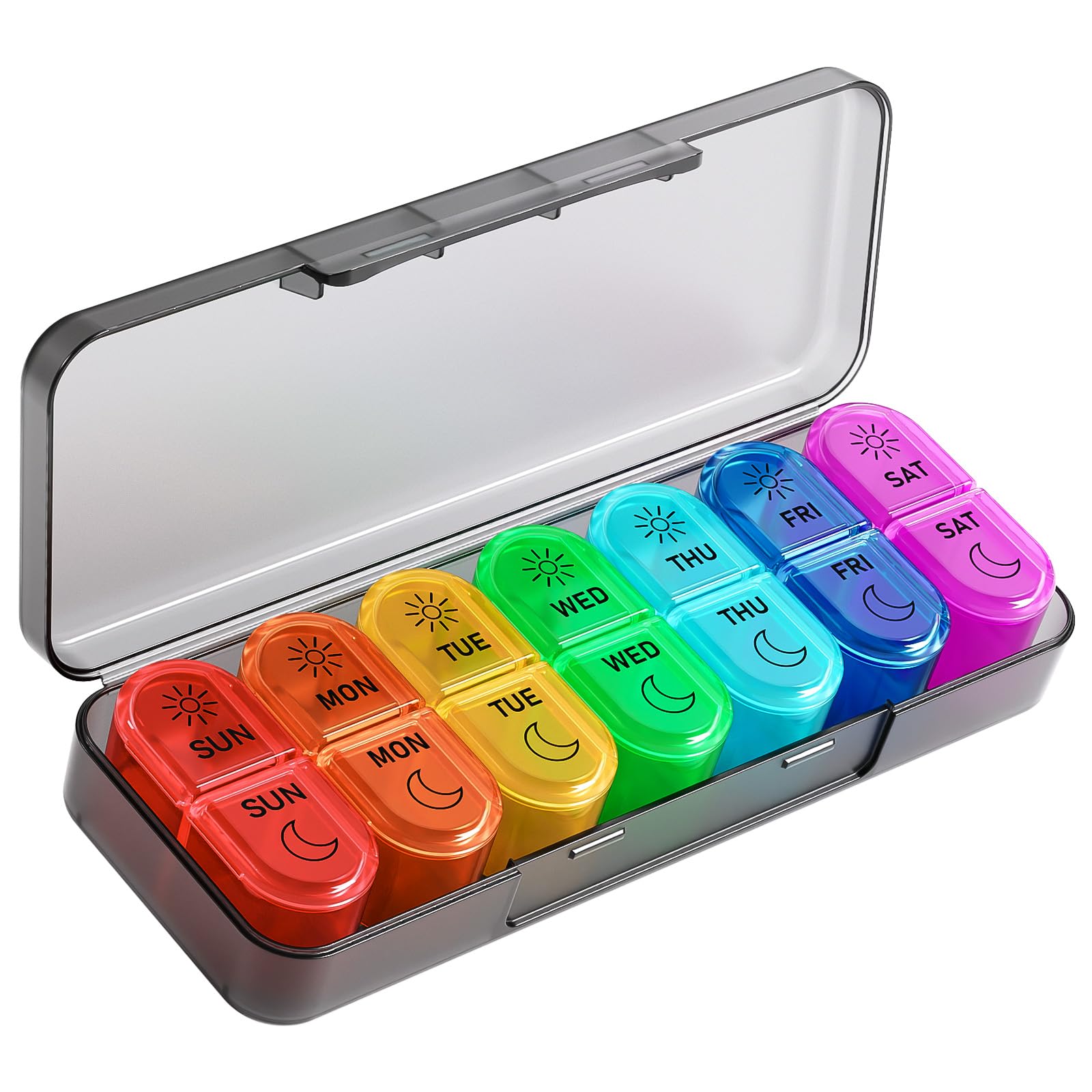 Pill Boxes 7 Day 2 Times a Day, Large Daily Pill Organiser, 7 Day Pill Case Container AM PM Weekly Travel Tablet Organiser, BPA-Free Medicine Storage Box to Hold Vitamin, Medication and Supplements