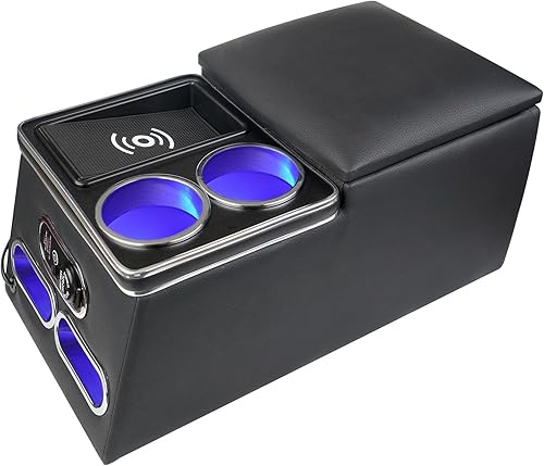 Htostar Racing Organizador de consola central universal mejorado con soporte de carga inductiva, carga rápida, portavasos y soporte para teléfono