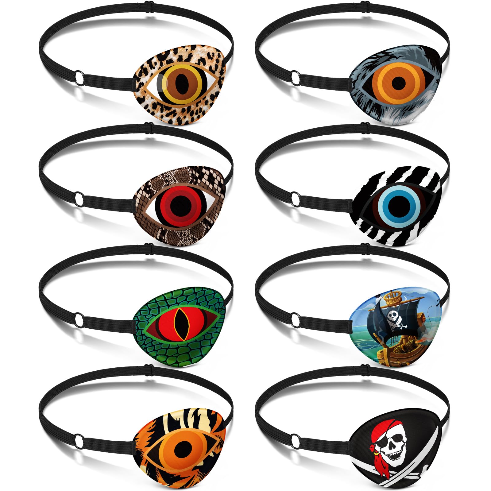 Eurzom 8 Pcs Kids Eye Patches, Adjustable Reusable, Assorted,Animal Style