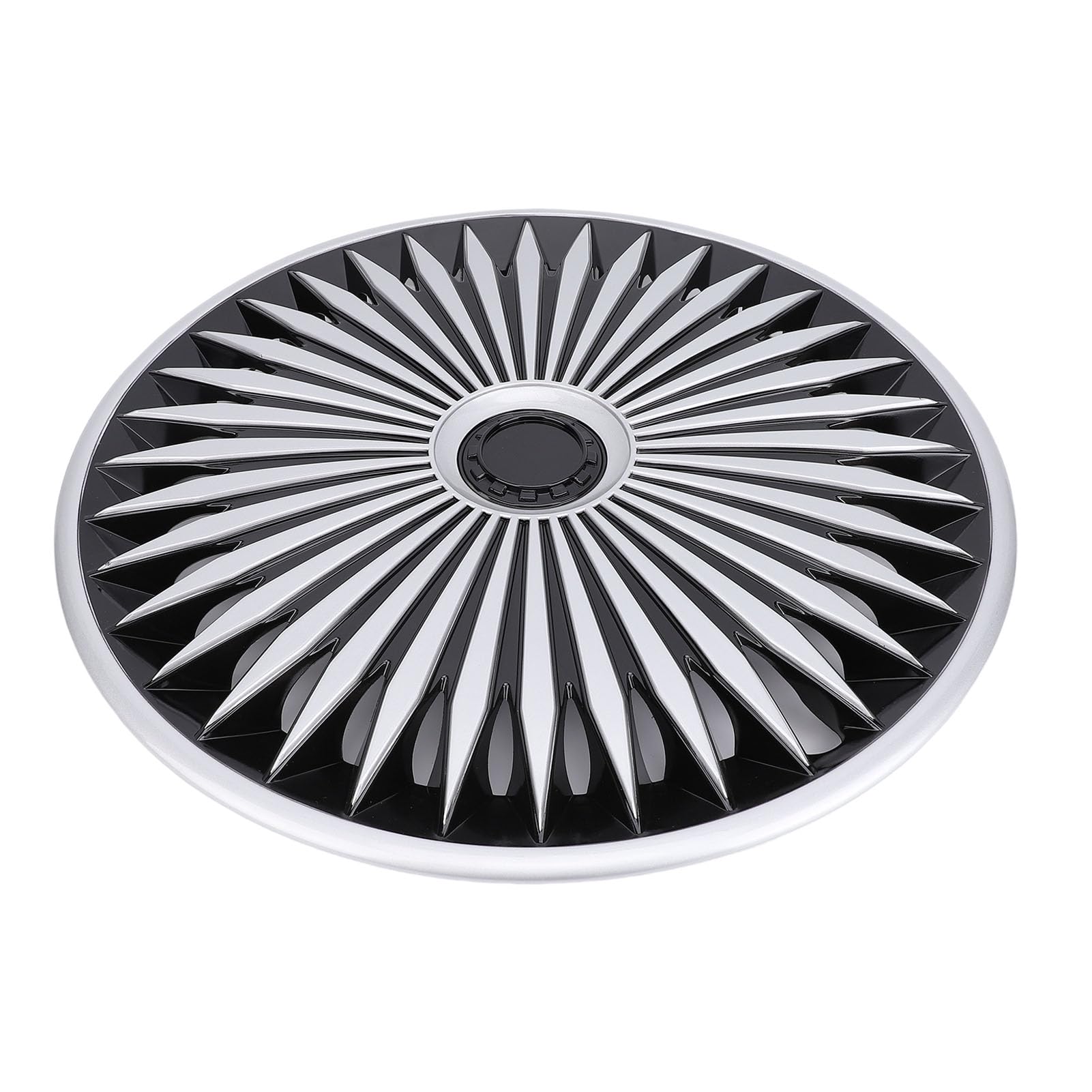Set mit 4 16-Zoll-Radkappen, Radnabenkappen-Ersatz, Einrastende R16-Radabdeckung für, Ideal für Autokappenschutz-Modifikationszubehör (Silber Schwarz)
