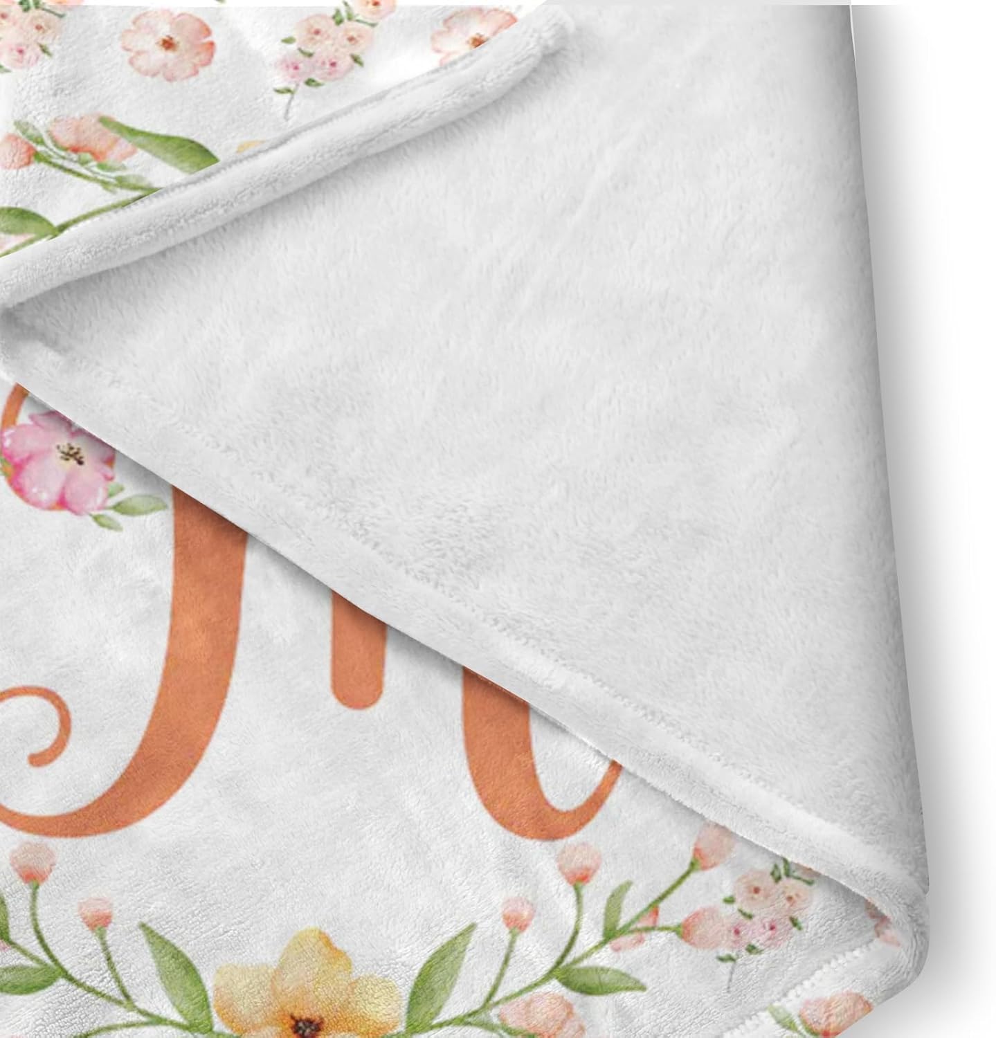 Custom Baby Crib Bedding Set, 4 Pcs Personalized Flower Bedding Set with Name, Flannel Blanket Fitted Sheet Pad Cover Rug for Girls Boys New Parents Baby Shower Toddlers Gifts Nursery Decor
